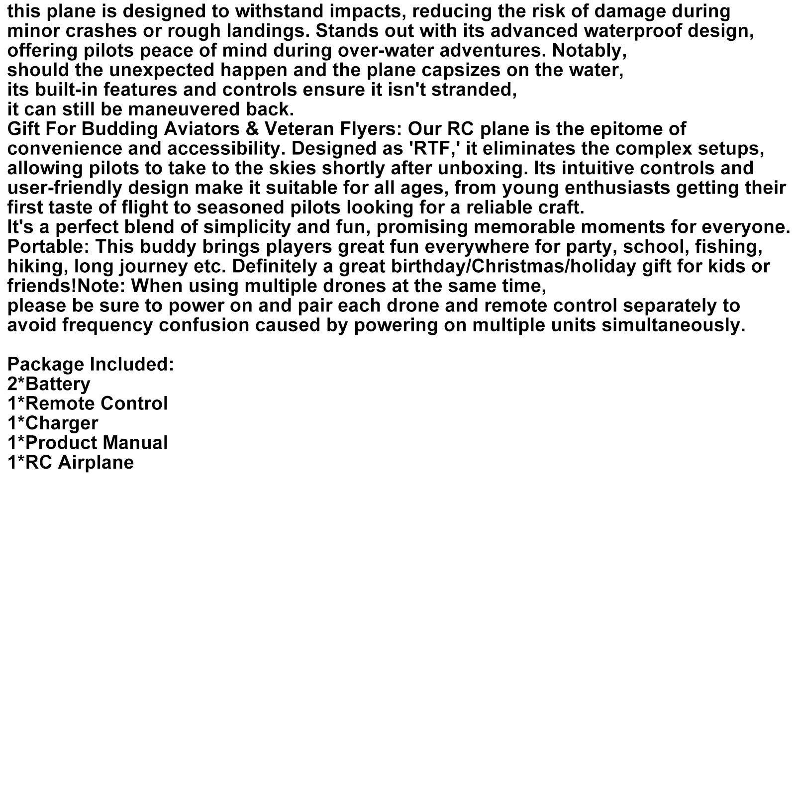 RC Plane For Water Land & Air Aircraft 3Ch Remote With 2 Batteries 2.4Ghz Red