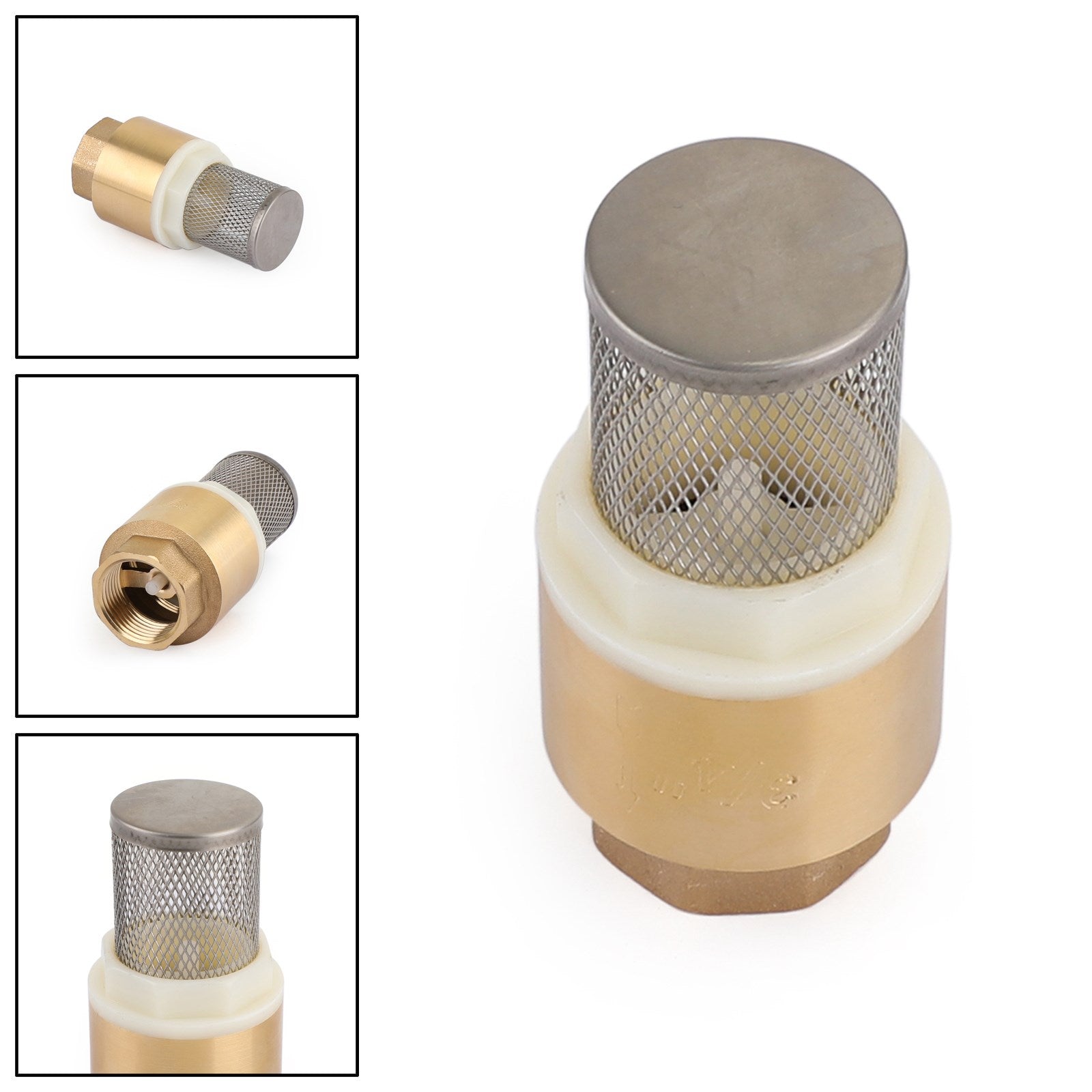 3/4" NPT 인라인 체크 풋 밸브 황동 스프링 장착 필터 200 PSI