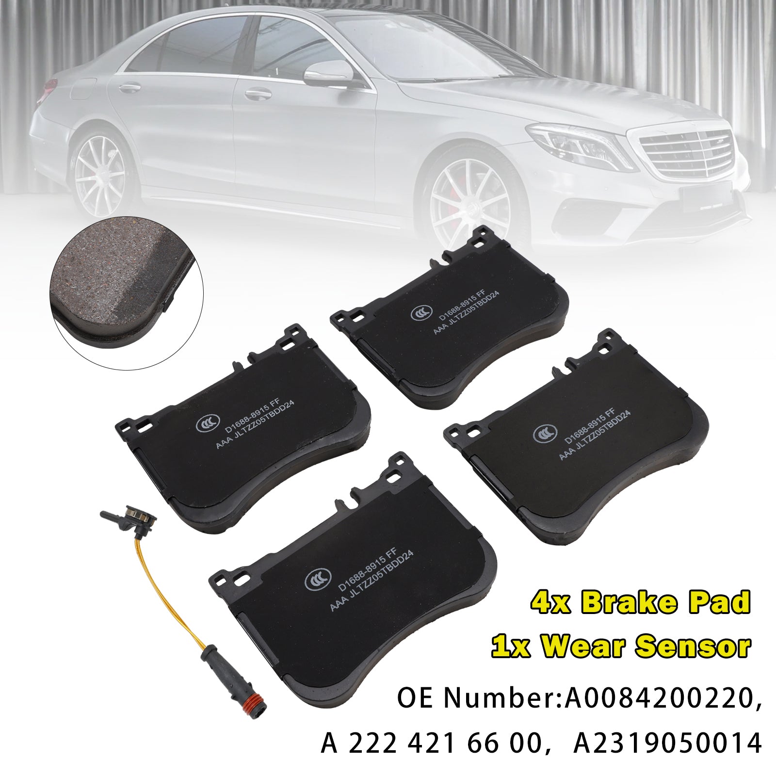 For Mercedes-Benz W222 S-Class AMG Lines Excluding S500 & S63 A2319050014 Front Brake Pads With Wear Sensor