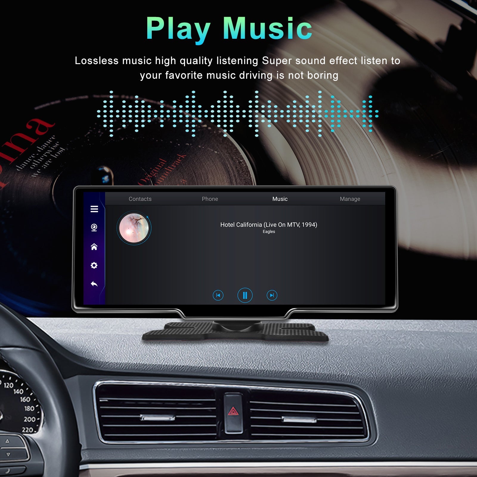 10.26" Portable Bluetooth Car Navigation Carplay Wireless Car Radio + AHD Camera