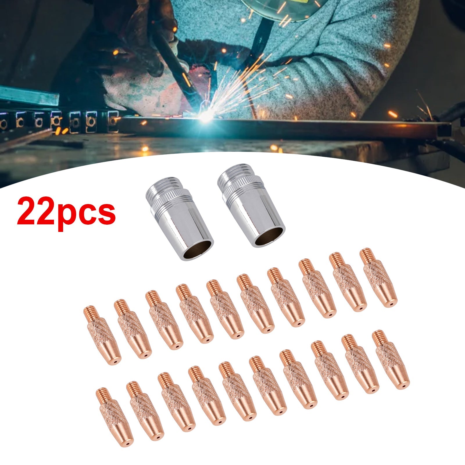 20 X Contact Tips 2 X Nozzle 186405 For Miller Spoolmate 100/185/3035 Spool Gun