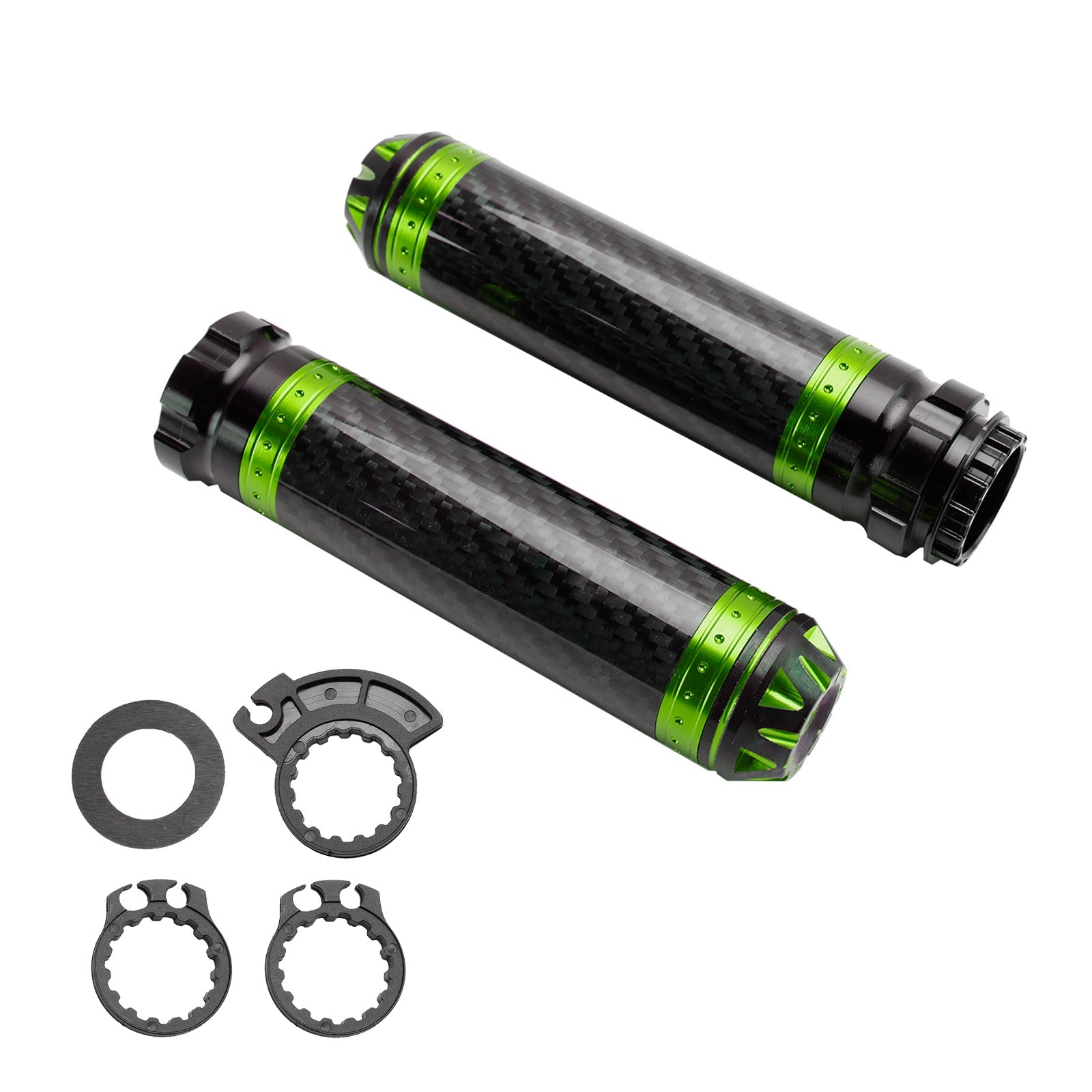 7/8"/22Mm Motorcycle Handle Bar Hand Grips Carbon Universal Green For Motorcycle Silver
