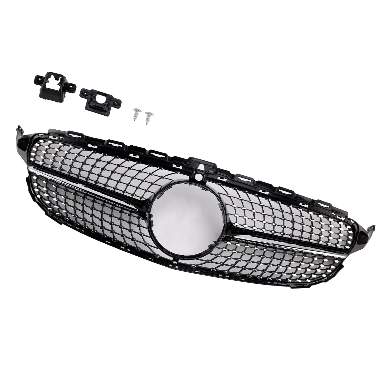 Diamond Front Grill Grille Fit Benz C-Class W205 C250 C300 C400 2015-2018