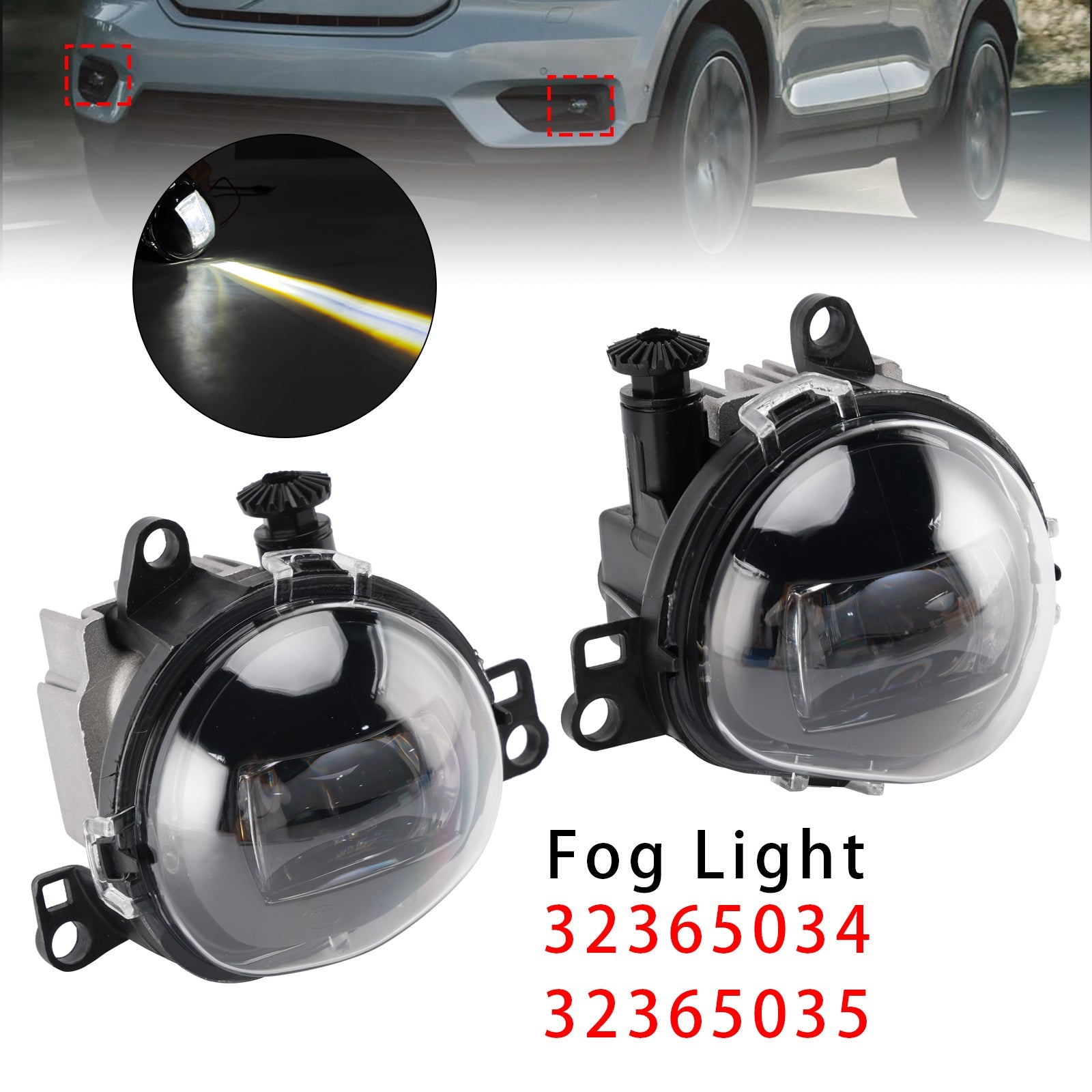 Pair Front Fog Light Lamp For Volvo C40 S90 V90 XC40 2017-2024 32365034