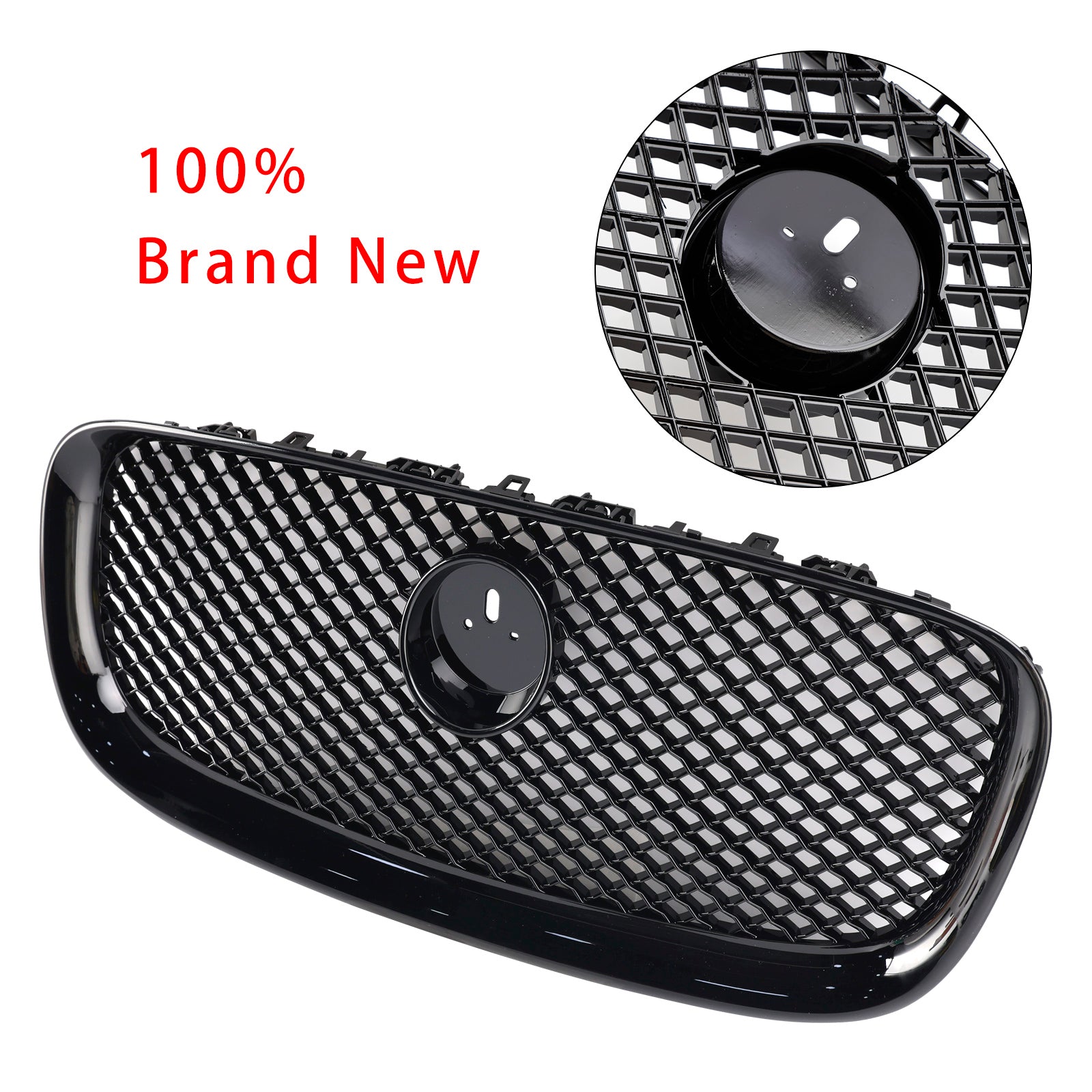 XF-R Style Front Bumper Grill Grille Fit Jaguar XF 2012-2015 Gloss Black