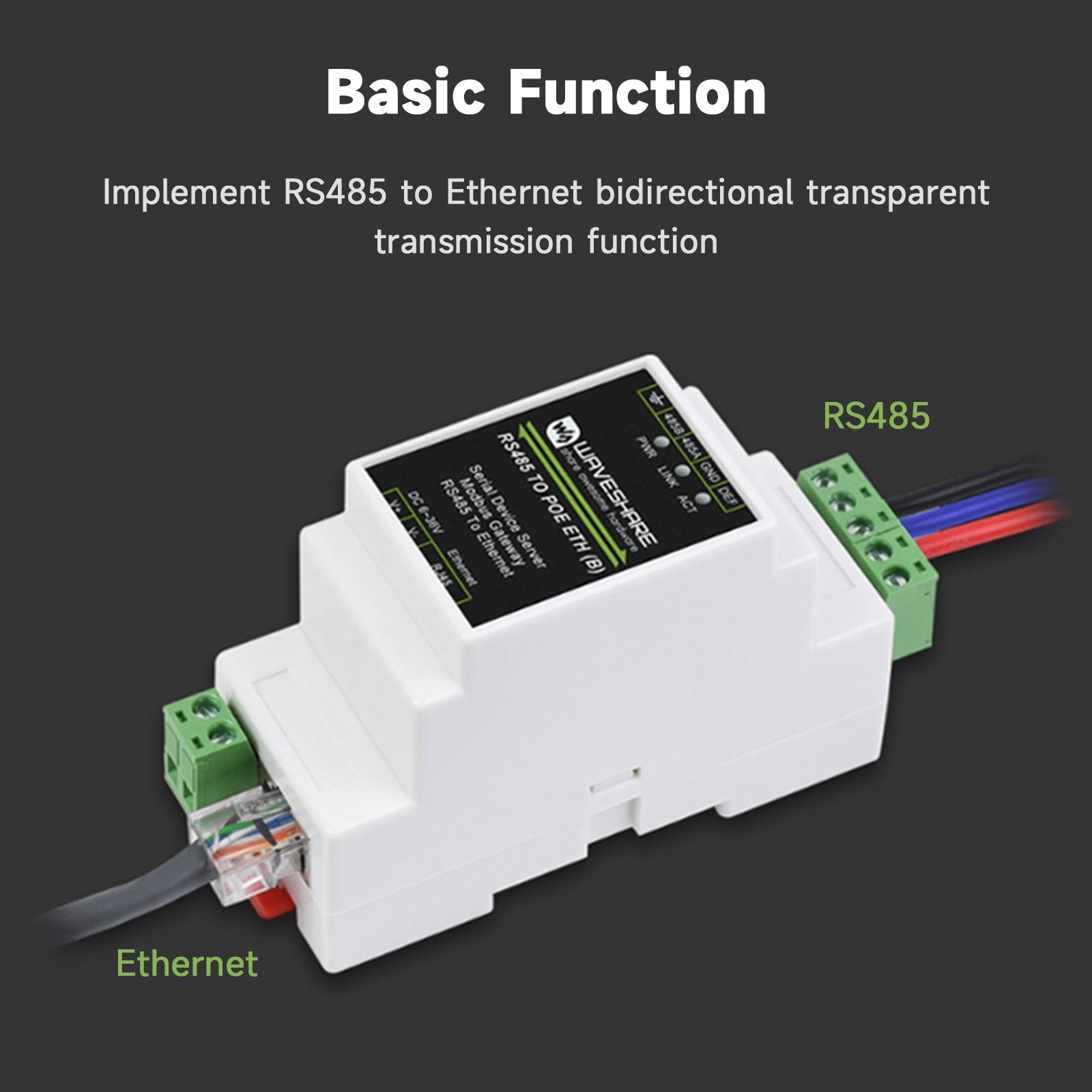 Industrial RS485 to RJ45 Ethernet Module Multi-Host to Serial Port Modbus Gateway
