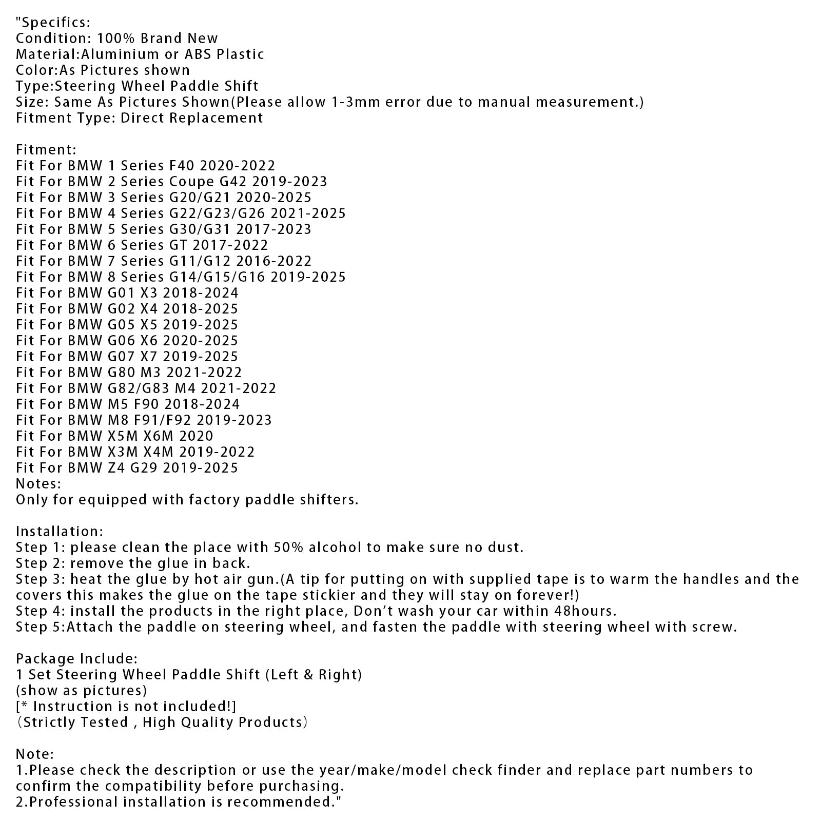 Steering Wheel Paddle Shifter For BMW G20 G21 G30 G31 F40 F22