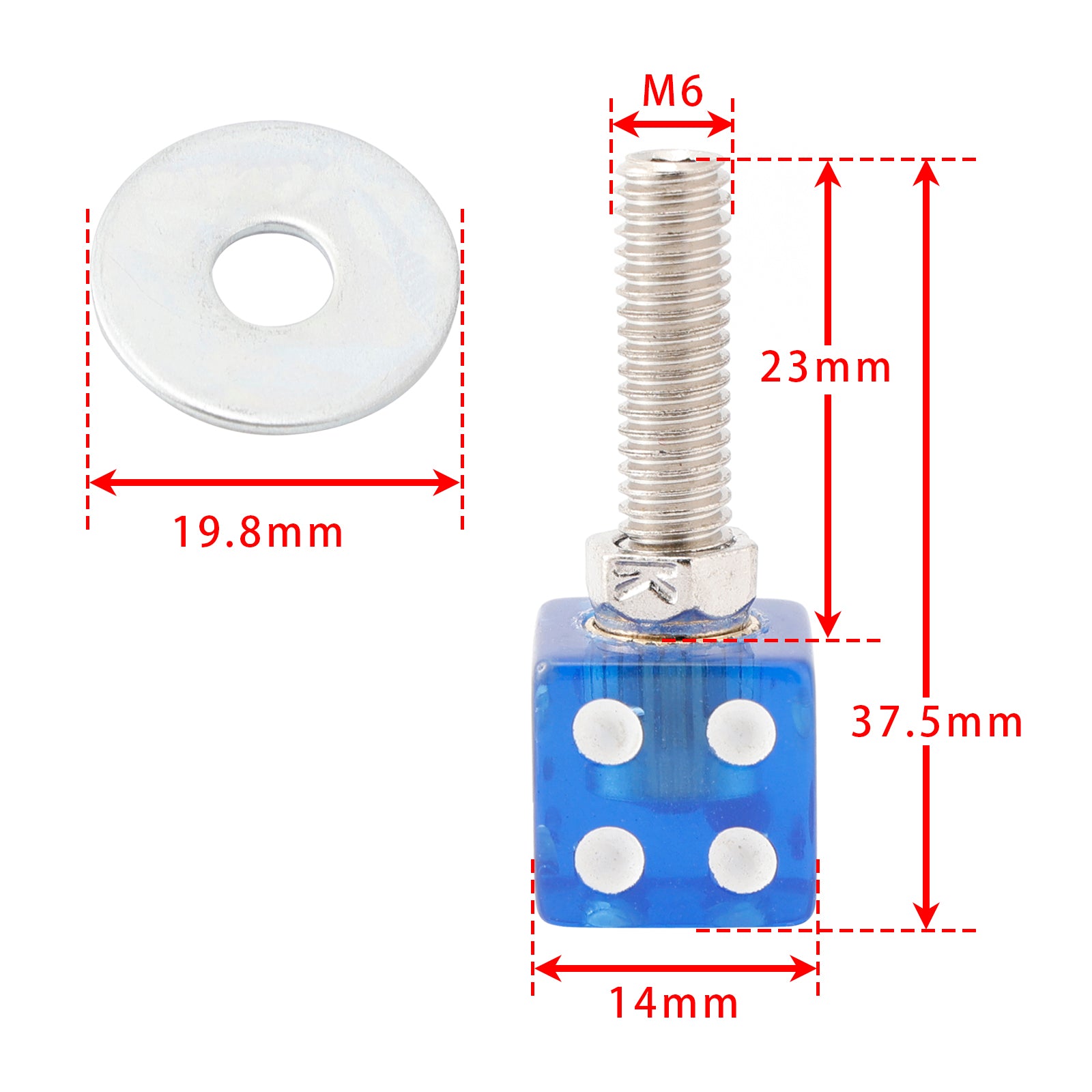 M6 Plastic Custom Head Dice License Plate Frame Screws Bolts Hardware Blue X4