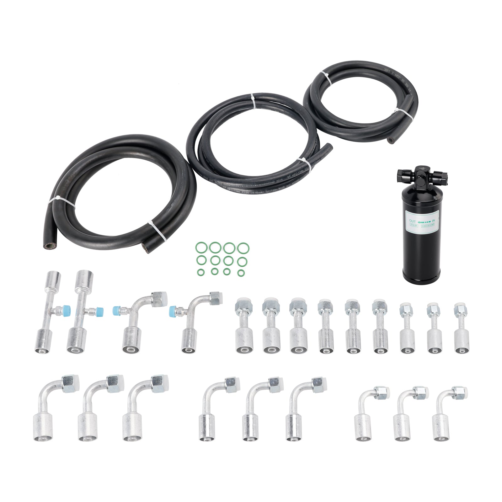 26PCS Air Conditioning Hose and Fitting Kit Includes 6.5 ft #6#8#10 AC Hoses