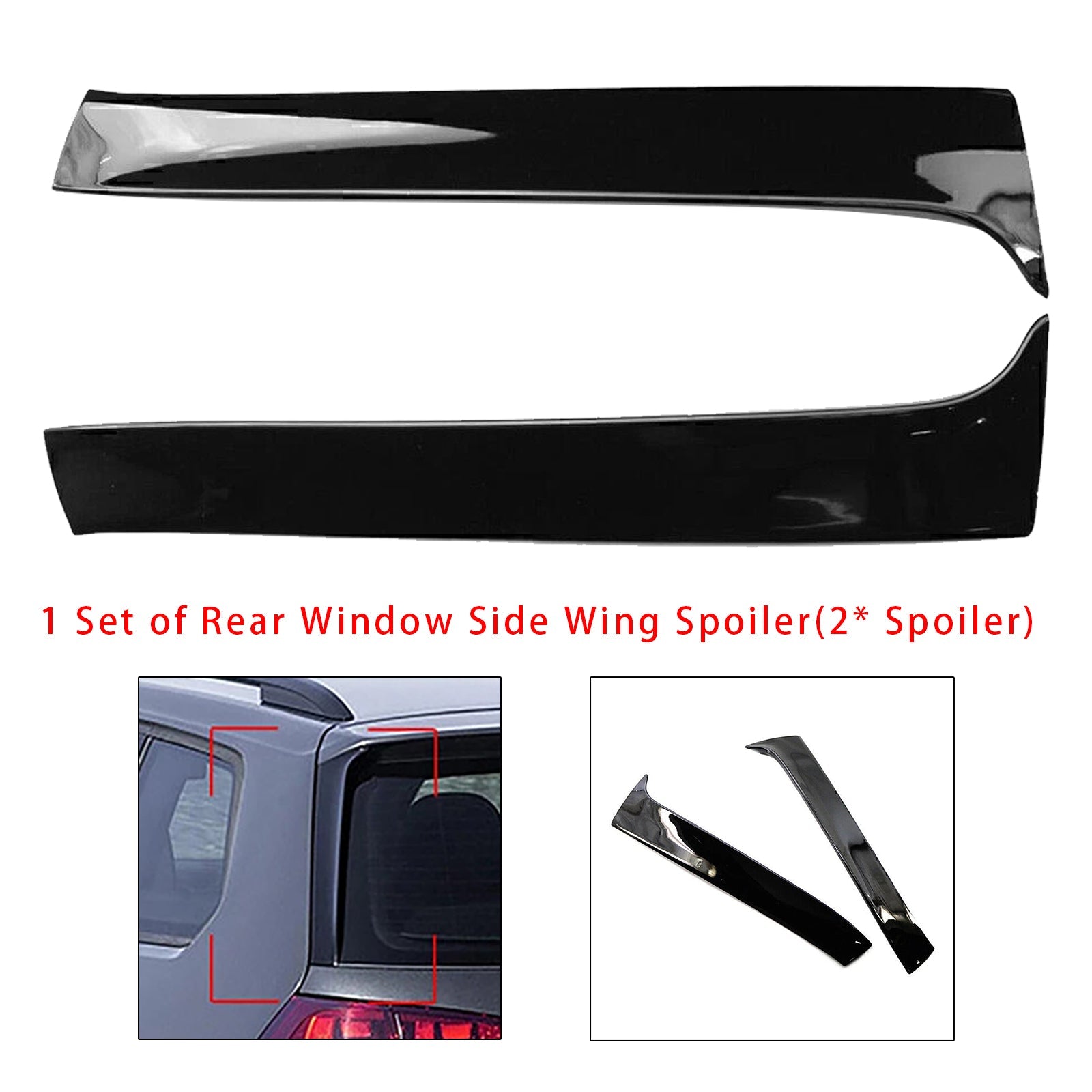 2013-2017 VW Golf 7 Variant Wagon Gloss Black Pair Rear Window Side Wing Spoiler