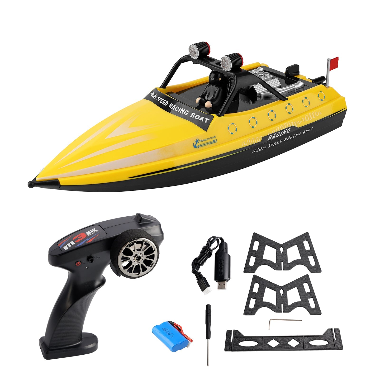 Wltoys WL917 RC Jet Boat RC Racing Boat 2.4GHz Remote Control Boat Toy Yellow