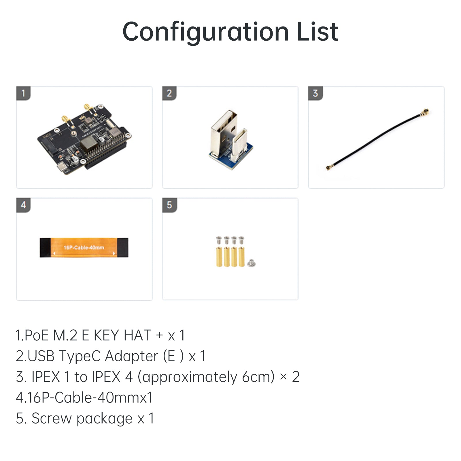 Raspberry Pi 5 PCIe to M.2 E Key with PoE Ethernet Power Supply Adapter Board