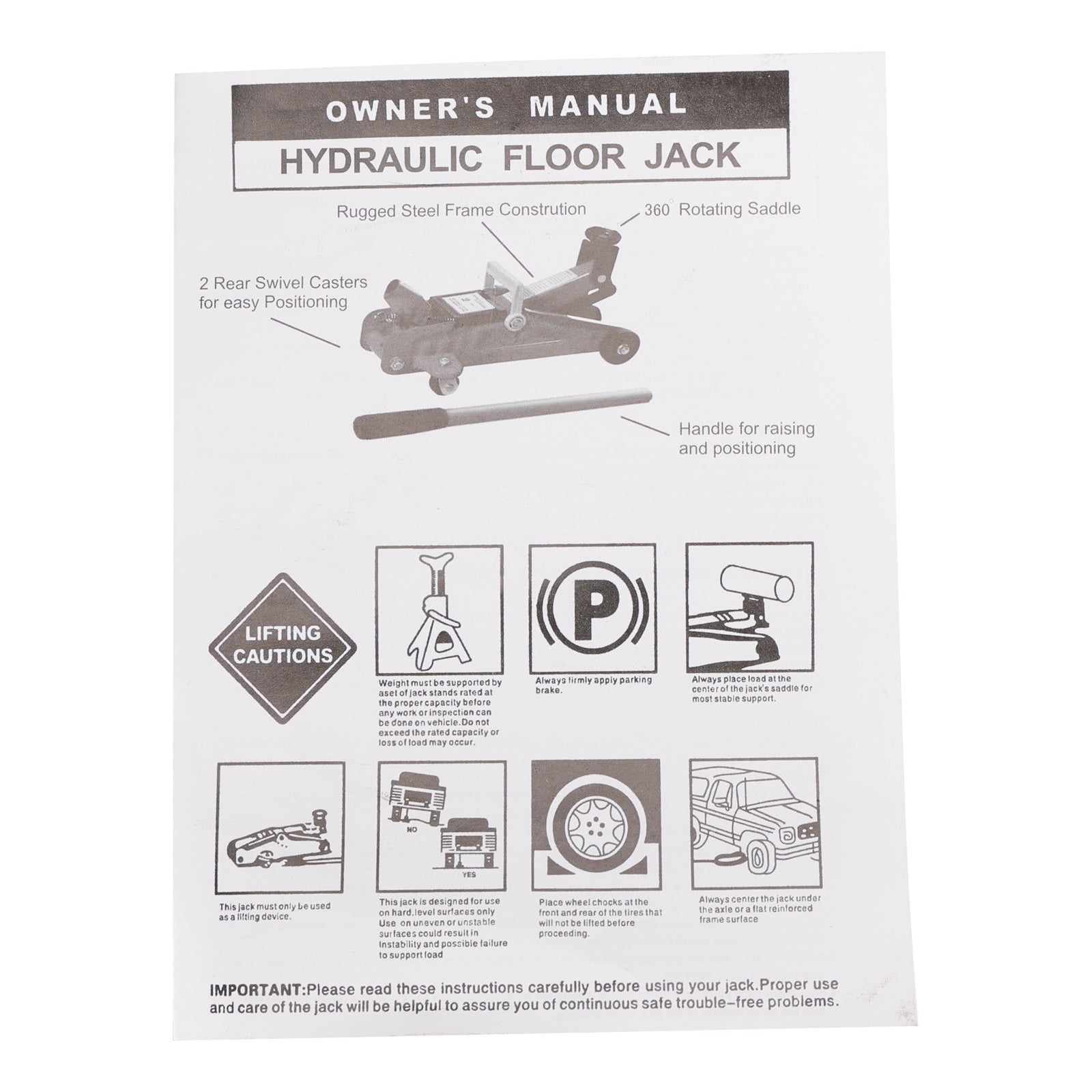 Low Profile Floor Jack 2.5 Ton (5500 lbs) 3.35"-14.17" Height Lifting Range