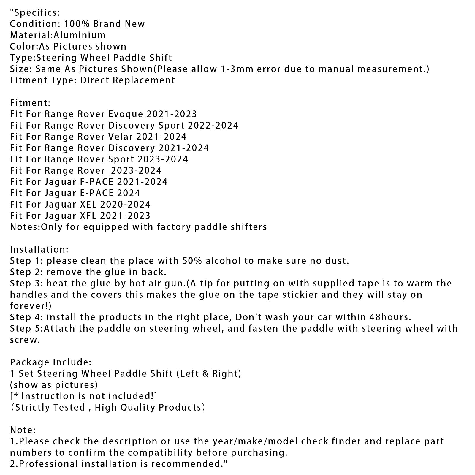 Steering Wheel Paddle Shifter Extension Fit For Range Rover Jaguar Aluminium