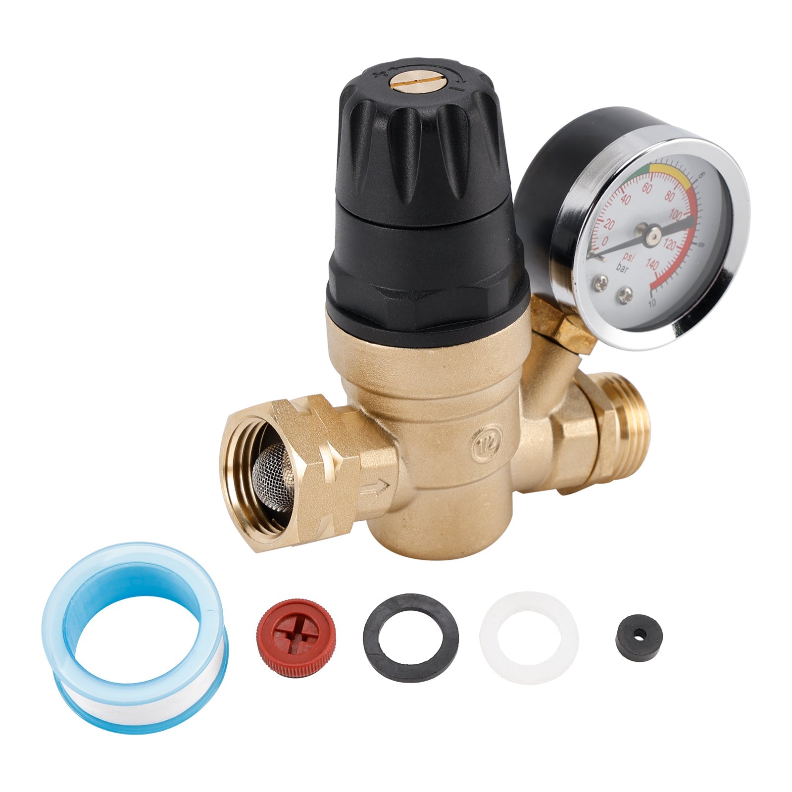 RV Water Pressure Regulator For RV Camper. Brass Lead-Free Adjustable