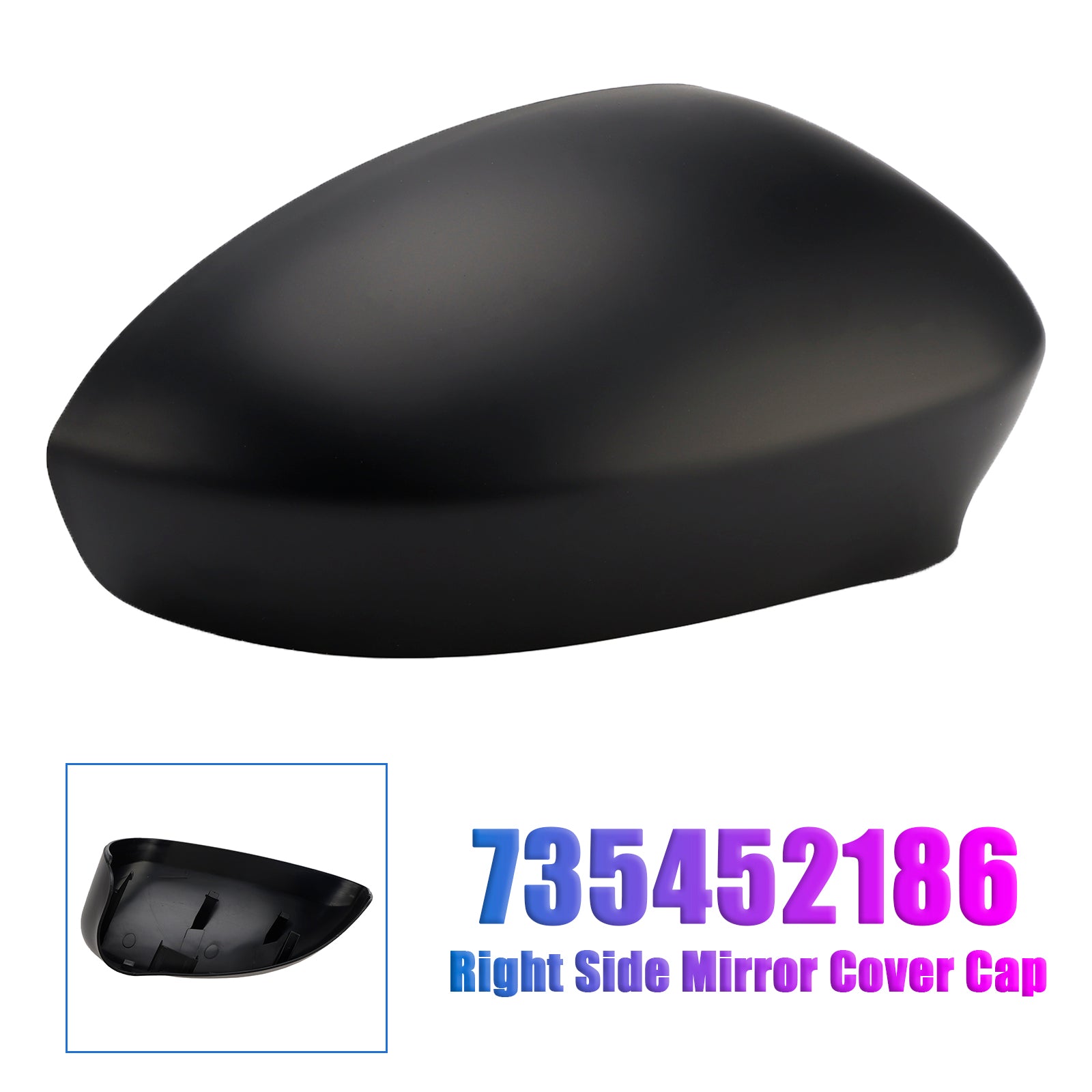 Right Side Mirror Cover Cap for Fiat 500 07-24 Grande Punto 05-18 735452186