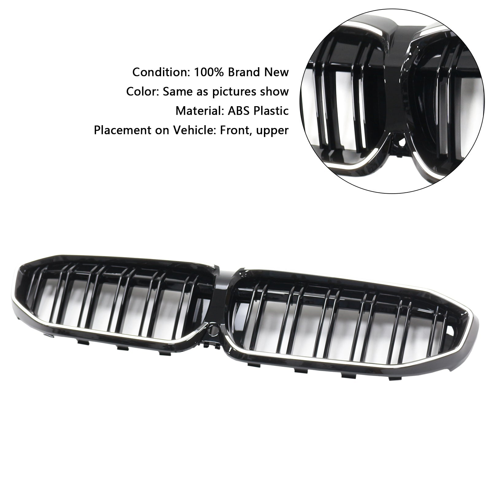 Double Slat Black Kidney Grille 51138072085 Fit BMW 3 Series G20 2019-2022