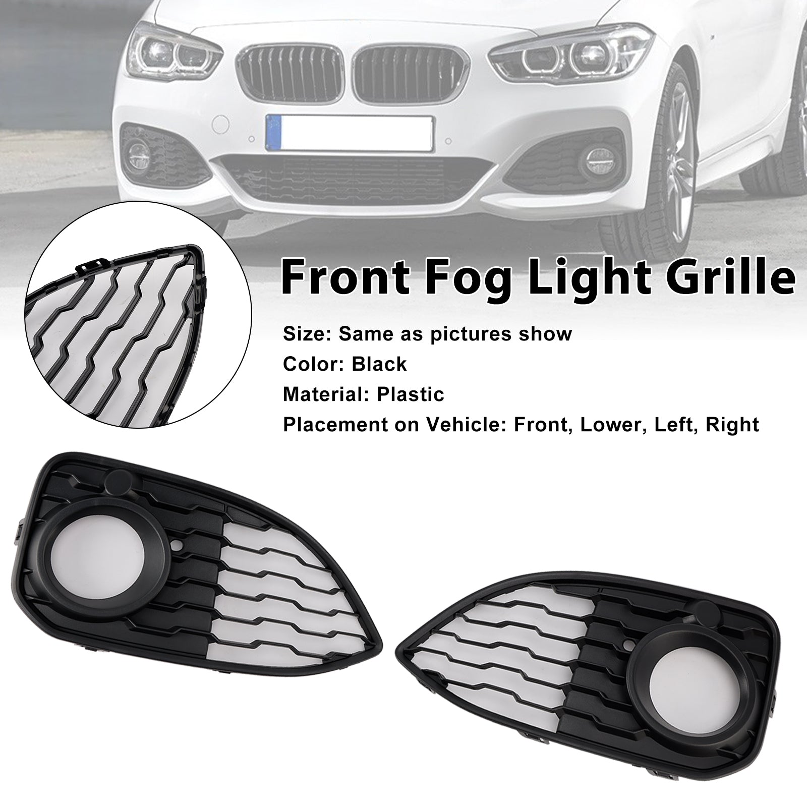 2015-2019 BMW 1 Series F20 F21 LCI M-Sport 2PCS Fog Light Cover Grille