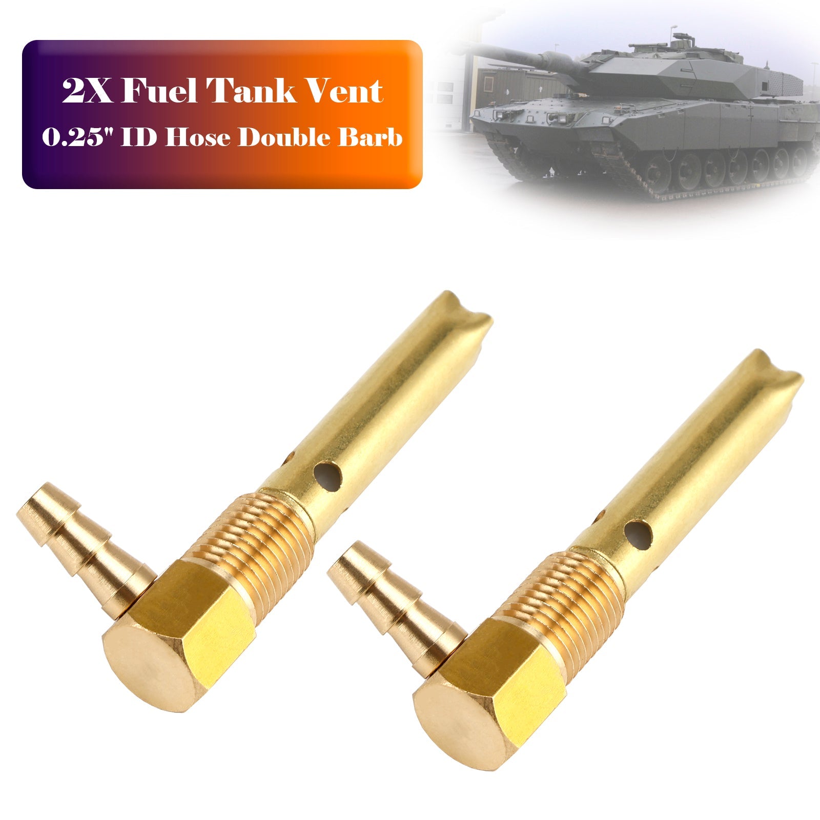 2x 1/4" ID Hose Fuel Tank Vent 1/4"-18NPTF Thread For Both small and large tanks