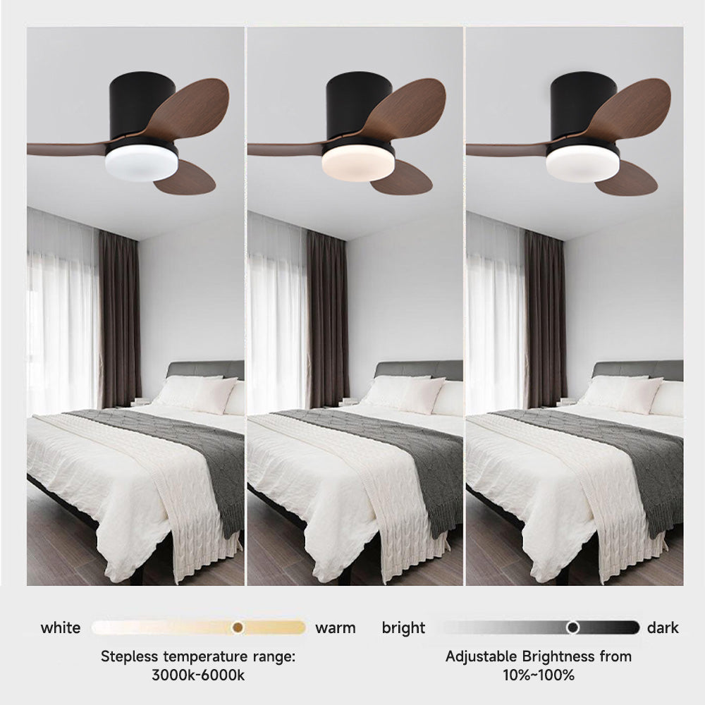 Ceiling Fans with Lights Flush Mount Dimmable LED for Bedroom DC Reversible Motor Indoor/Outdoor Use 52 Inch Low Profile Ceiling Fan with Remote/App Control