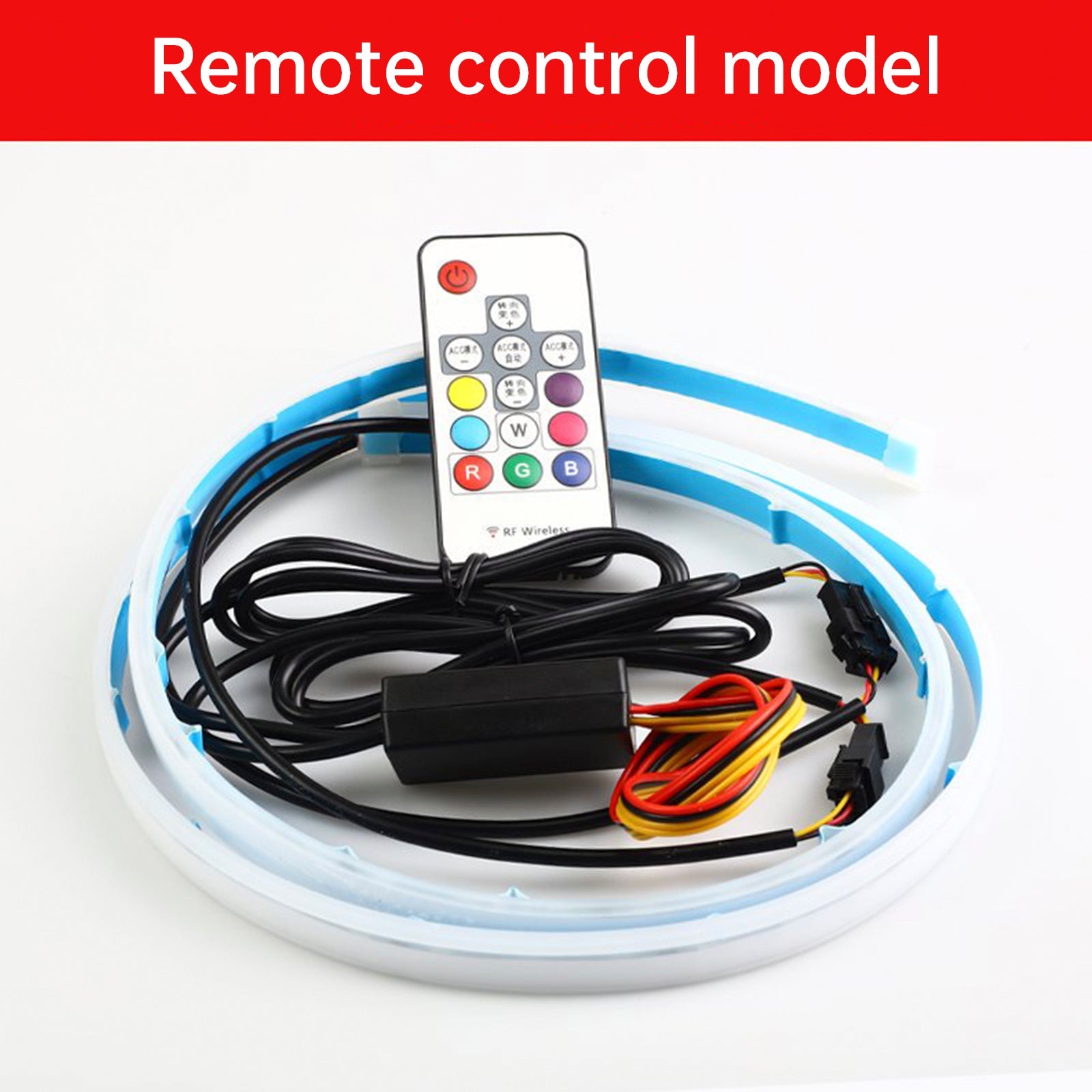 Ultra Thin Car LED Headlight Daytime Running Iridescent Light Eyebrow Strip With Remote control 30cm