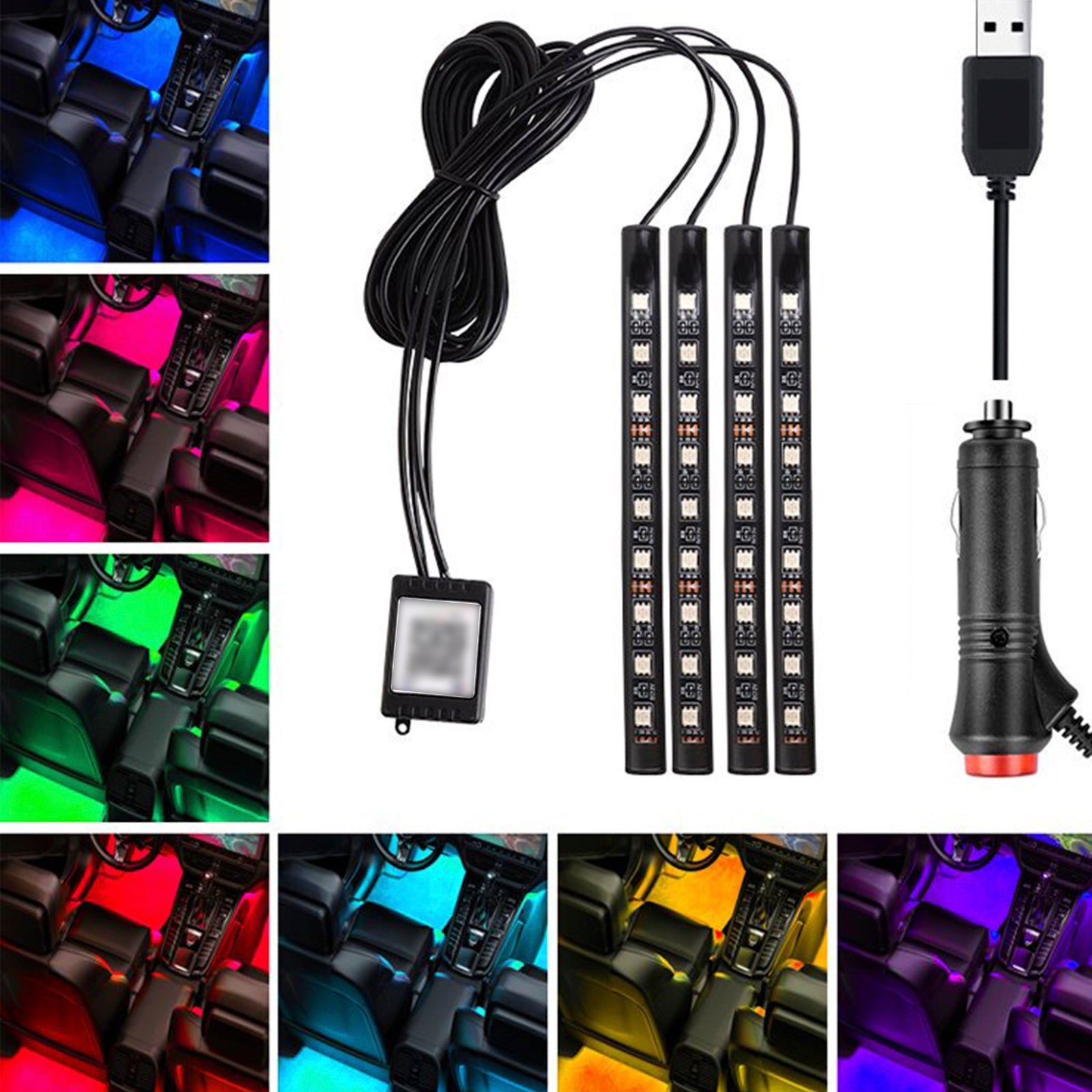 Car Interior Footwell Atmosphere RGB LED Strip Lights With Remote+ APP Control