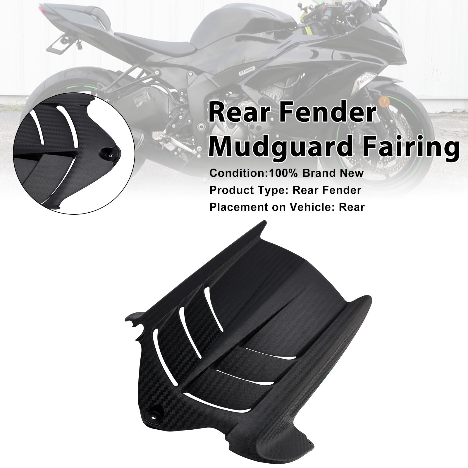 Rear Fender Mudguard Fairing For Kawasaki ZX-6R 636 2009-2025