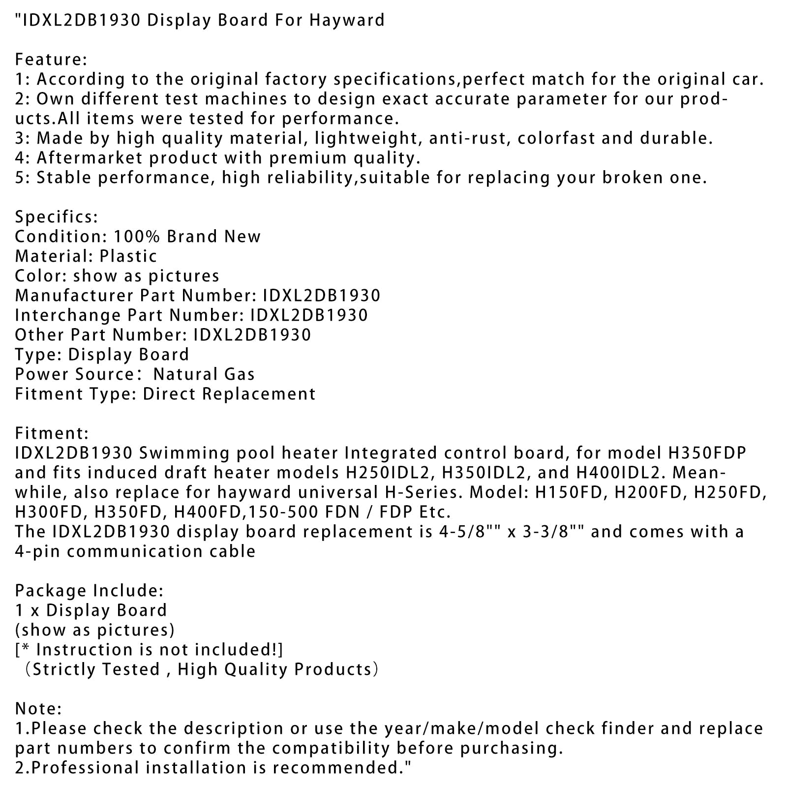 FDXLBKP1930 Keypad and Bezel Assembly IDXL2DB1930 Display Board For Hayward