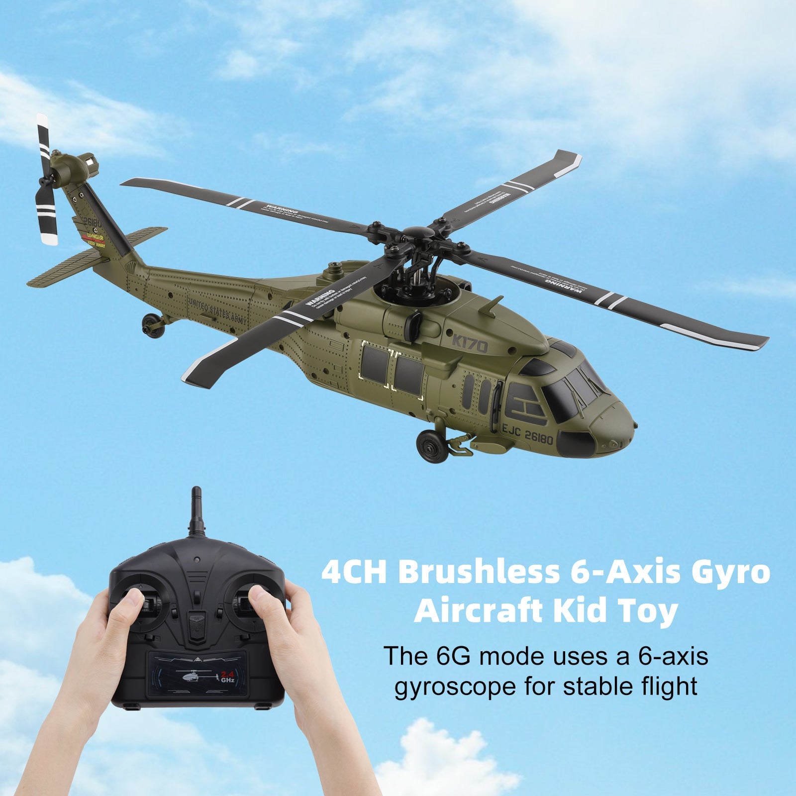 Wltoys K170 RC Helicopter UH-60L 4CH Brushless 6-Axis Gyro Aircraft Kid Toy