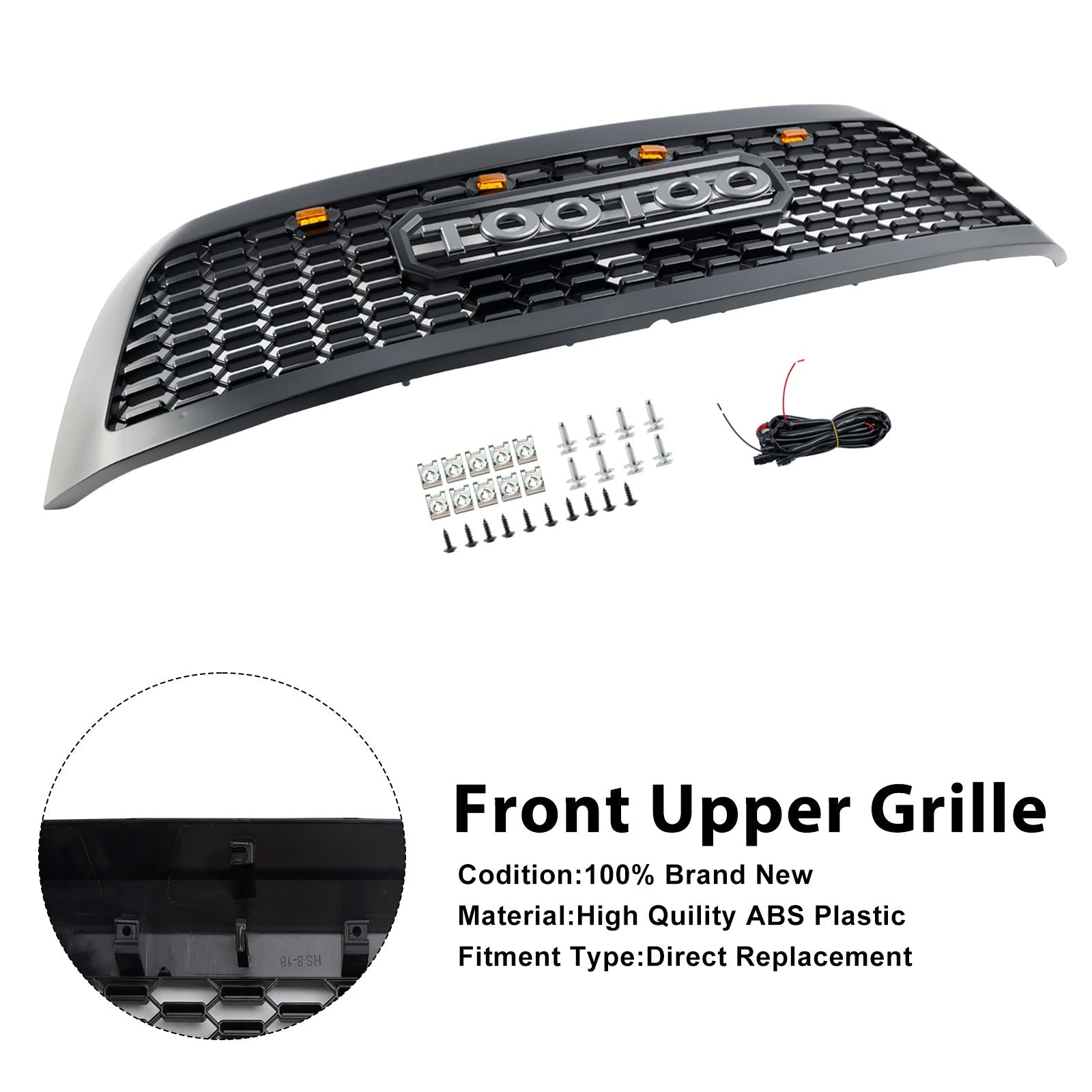 2008-2018 Toyota Sequoia With Led Matte Black Front Bumper Grill Grille