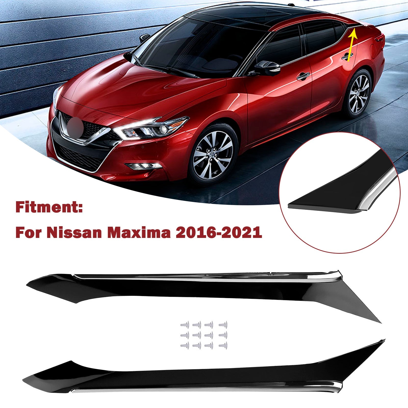 2016-2021 Nissan Maxima 2x Rear Body Molding Pillar Trim