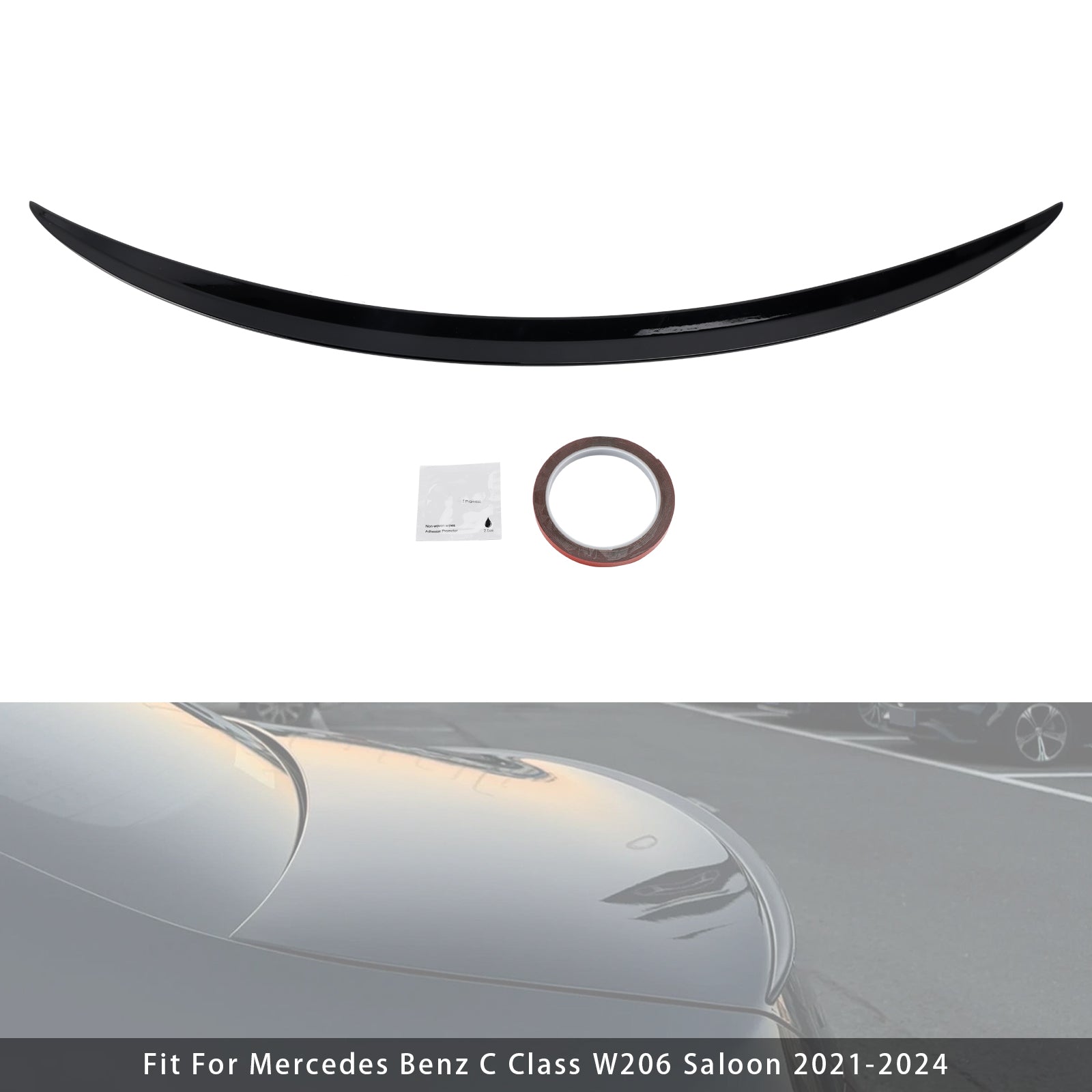 Gloss Black Rear Spoiler For Mercedes-Benz C-Class W206 2021-2024 C63 Style
