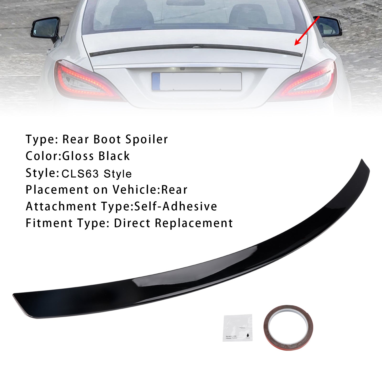 Gloss Black Rear Boot Spoiler For Mercedes-Benz CLS-Class W218 C218 2010-2018