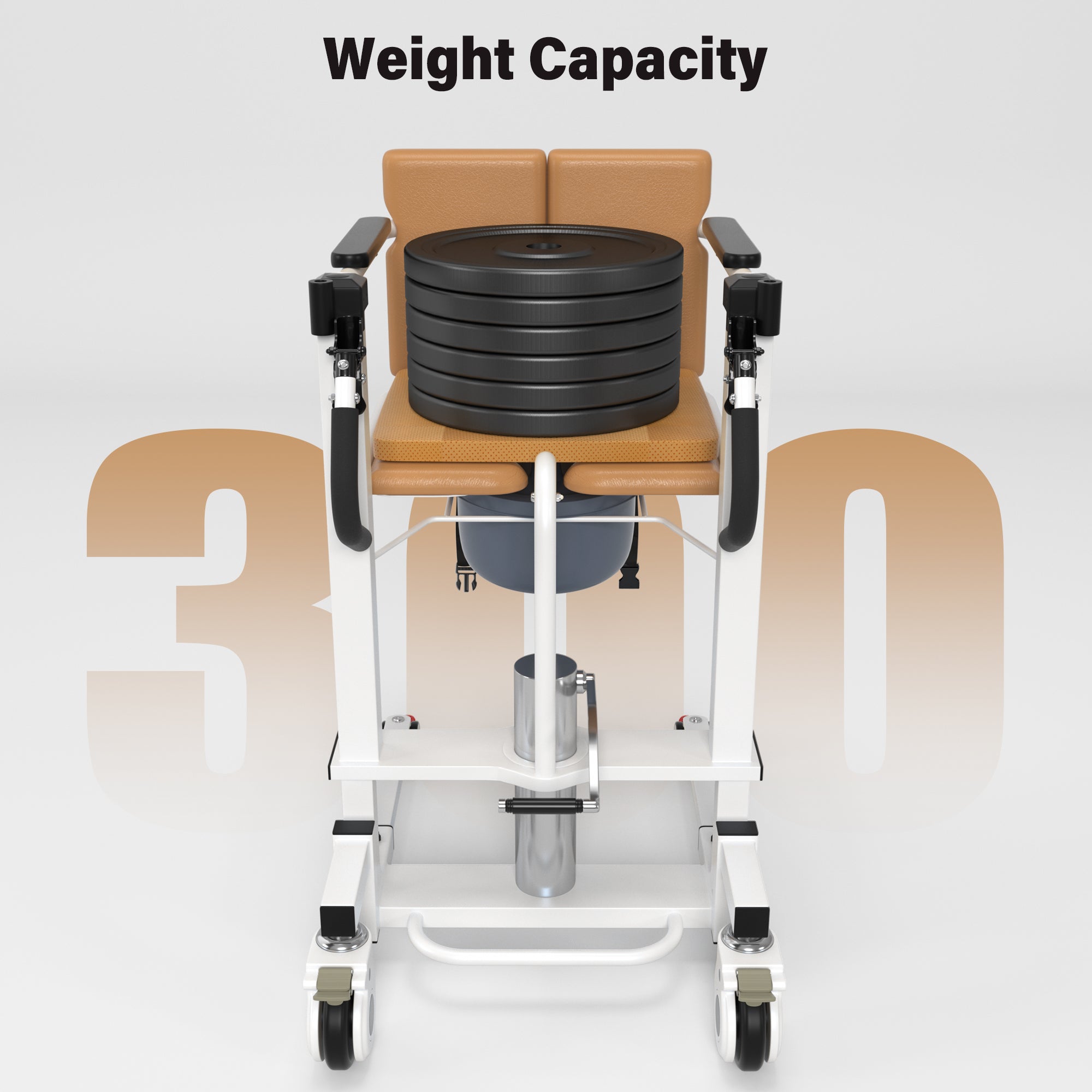Hydraulic Patient Transfer Lift Wheelchair w/180° Split Seat And Table