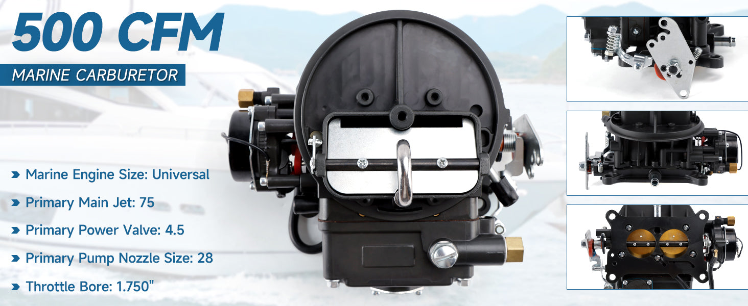 Marine Carburetor 500 CFM Electric Choke 0-80402-2 For Holley 2300 Gas