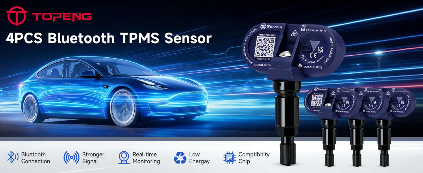 2021-2024 Tesla Model 3 / S / X / Y 4Pcs Bluetooth TPMS Tire Pressure Sensor