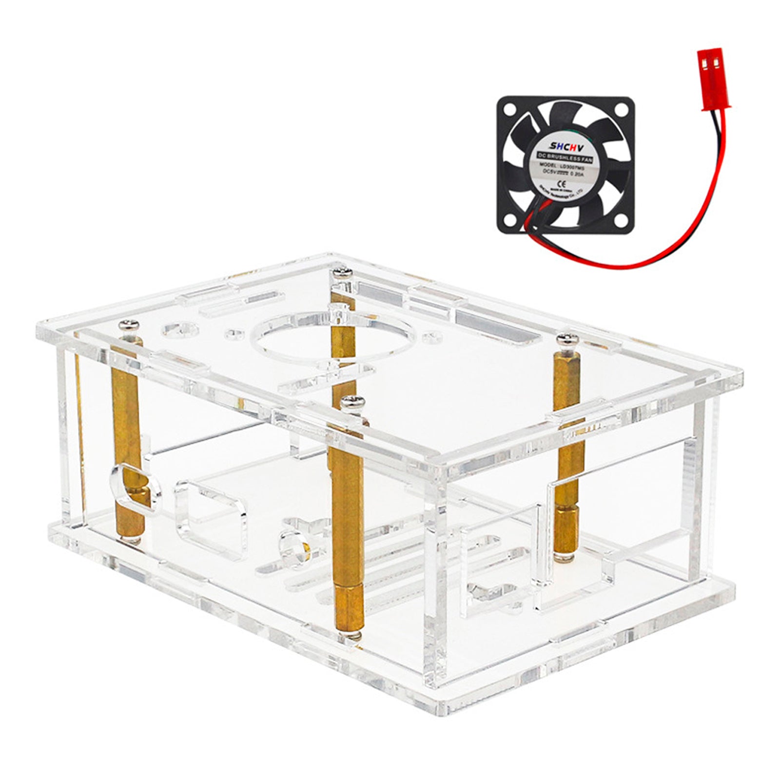 Orange Pi 4A Transparent Protective Box Orange Pi 4A Acrylic Case w Cooling Fan