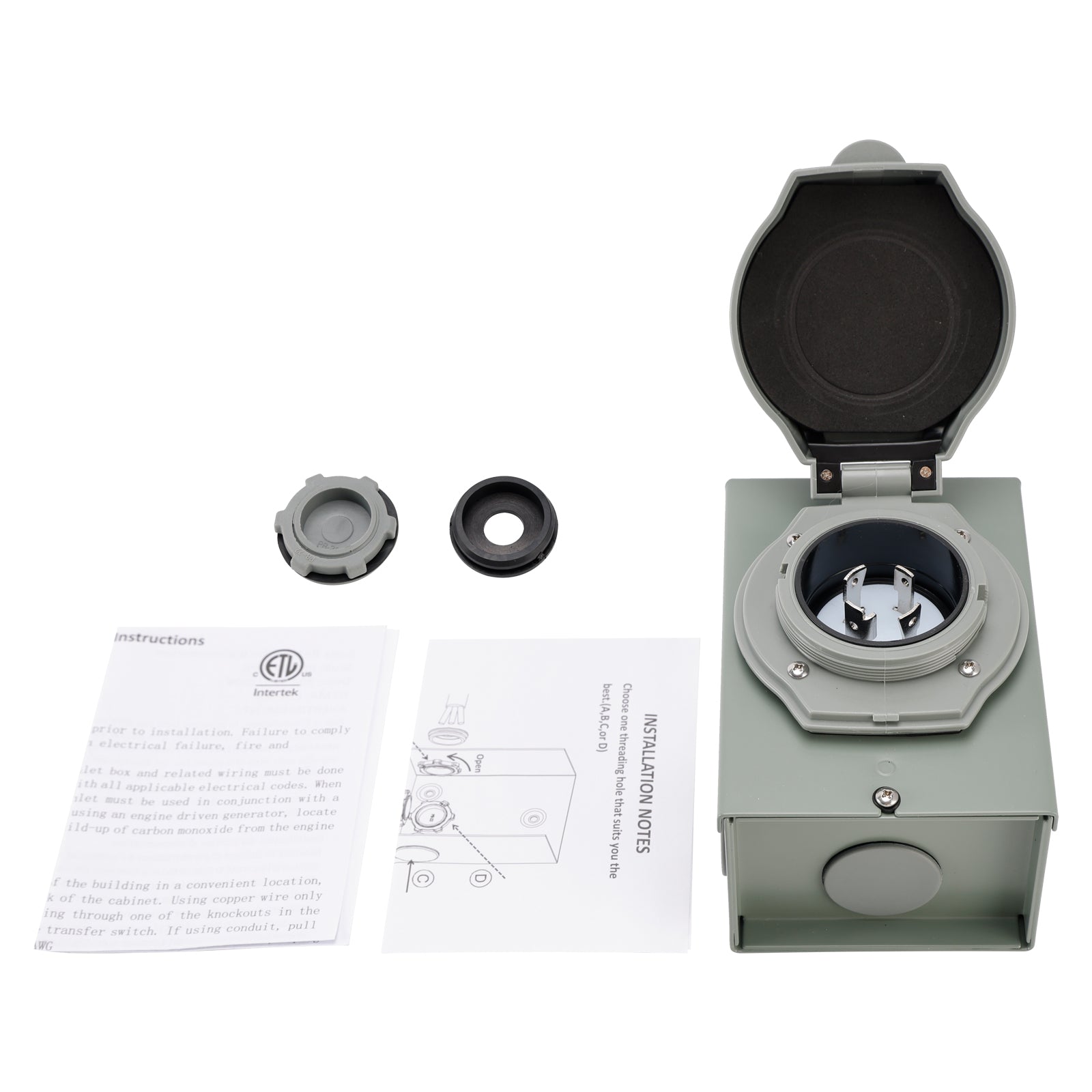 30Amp RV Generator Inlet Box NEMA SS2-50P Power Inlet Box 125/250V