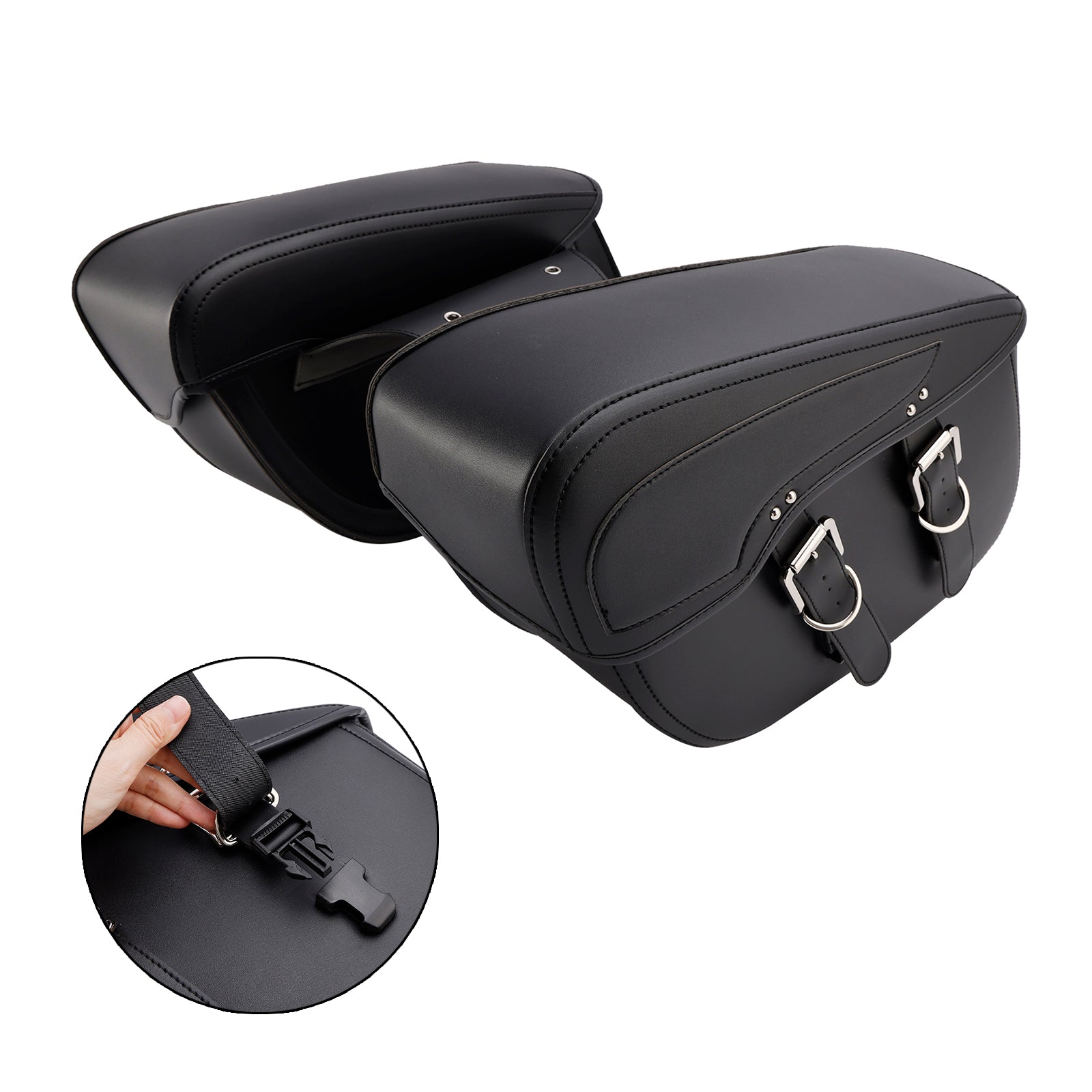 Side Tail Bag Saddlebag Color Matching Luggage Black 42L For Scooter Motorcycle