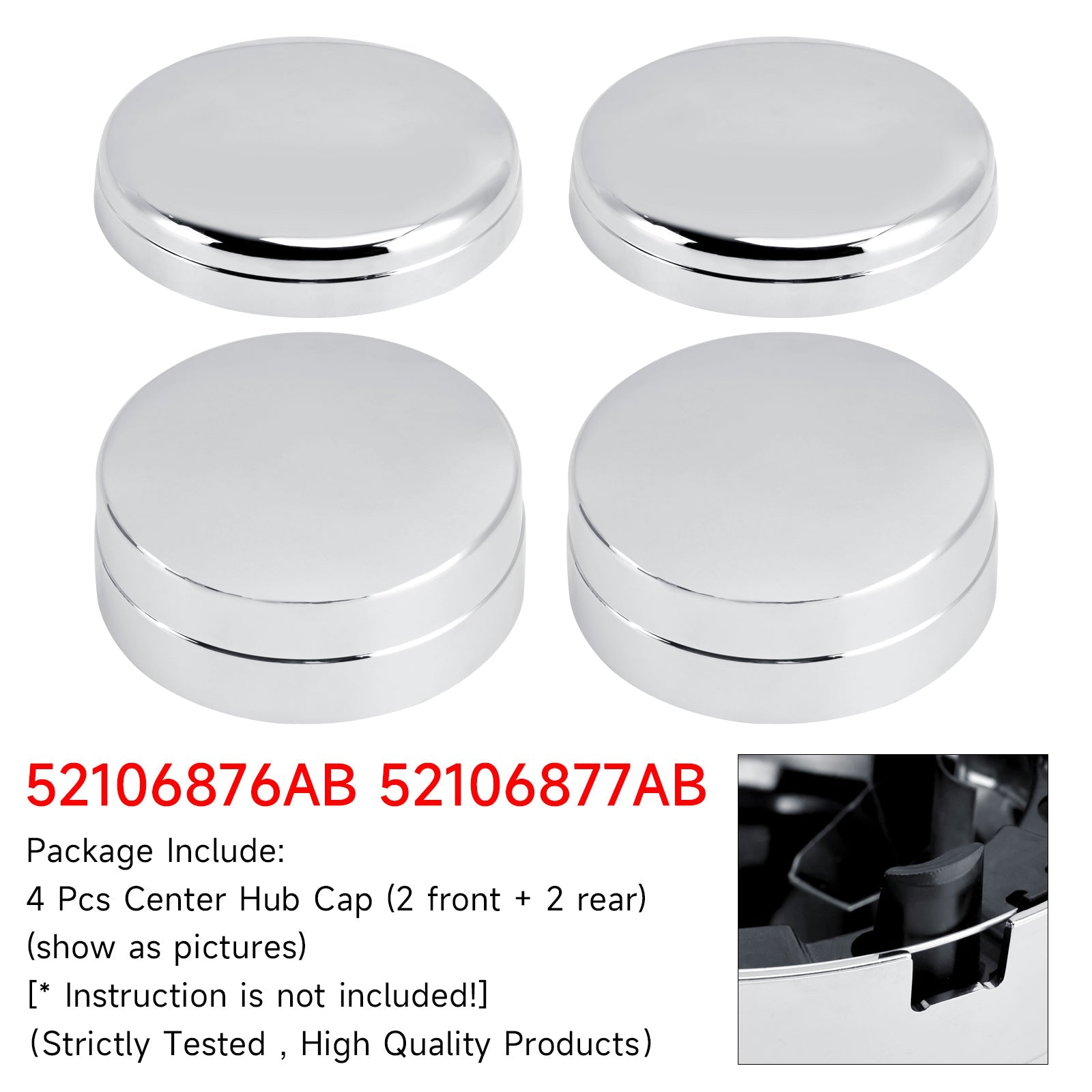 4X Center Hub Cap For Dodge Ram 3500 Pickup Dually 03-18 52106877AB