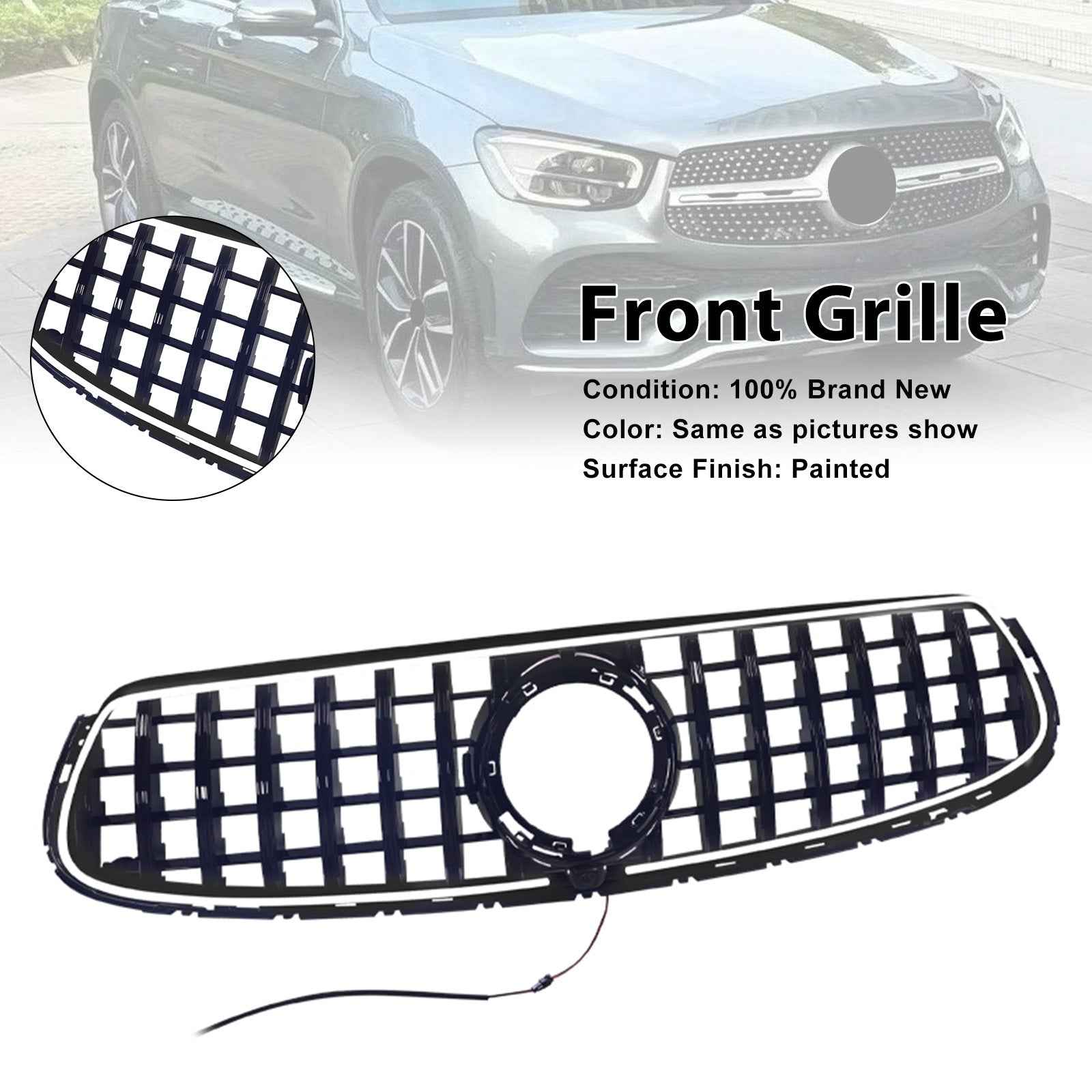 2020-2022 Fit Mercedes-Benz X253 GLC250 GLC300 GT-Style Front Bumper Grille