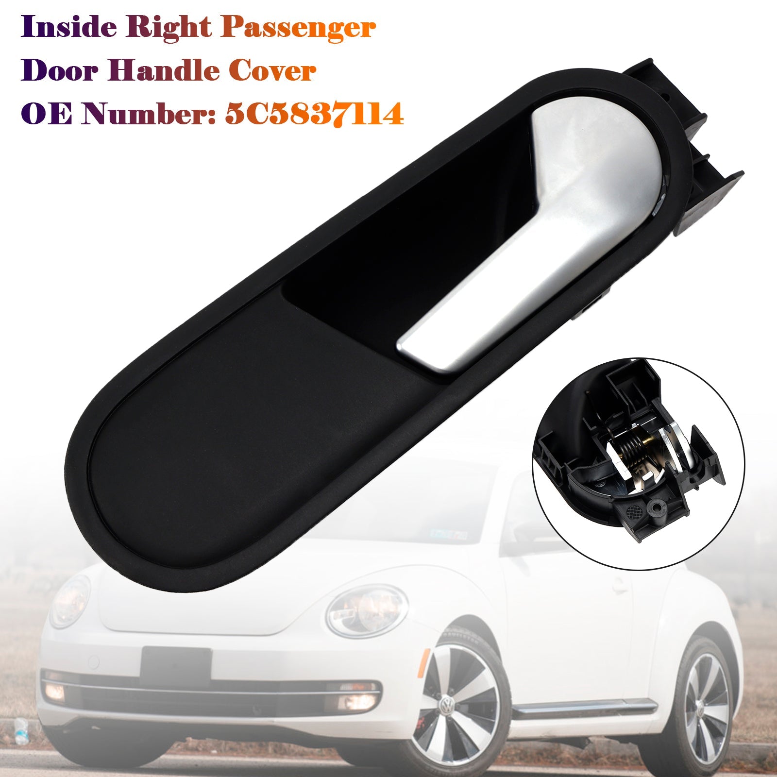 2012-2014 VW Beetle Inside Right Passenger Door Handle Cover 5C5837114