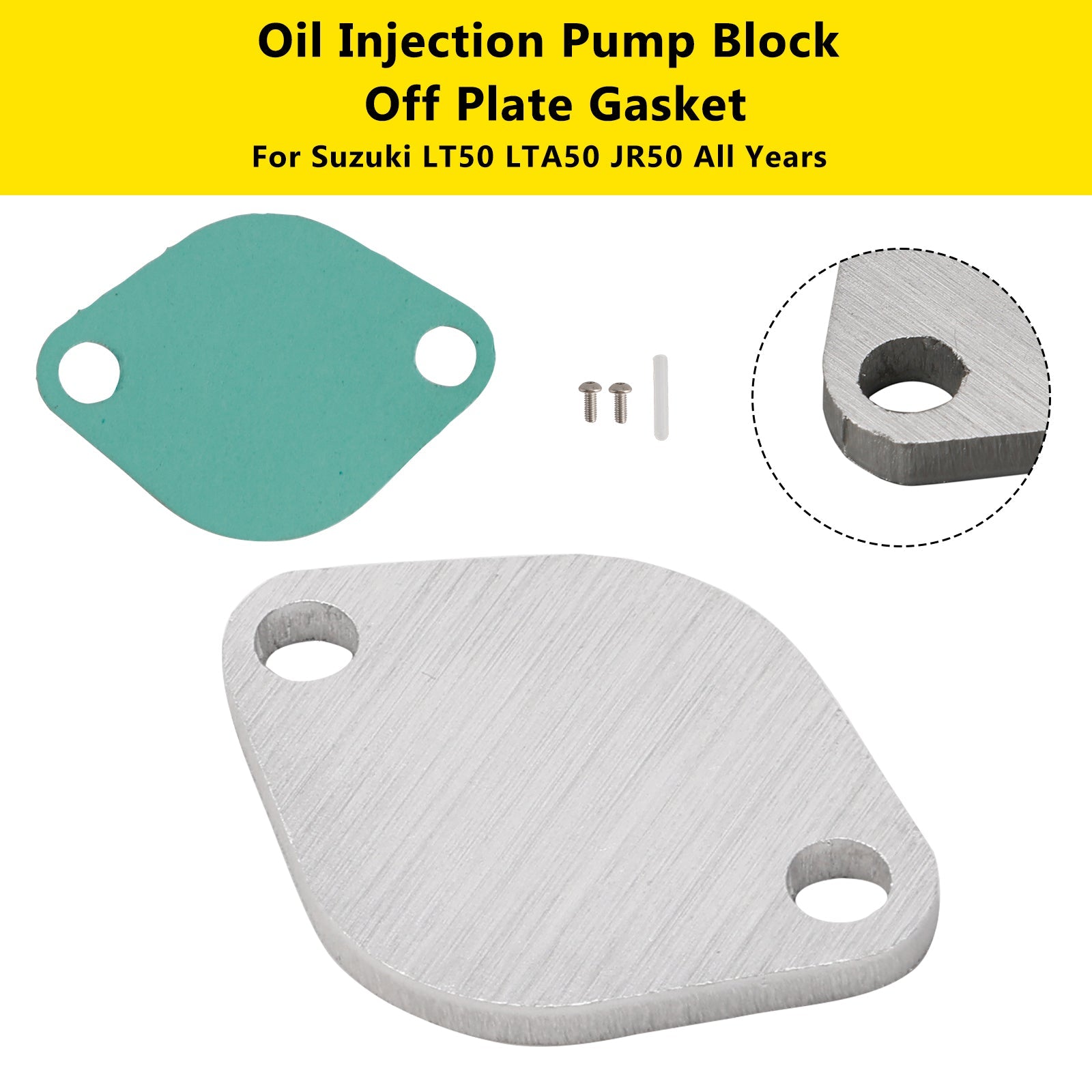 Oil Injection Pump Block Off Plate Gasket For Suzuki LT50 LTA50 JR50 All Years