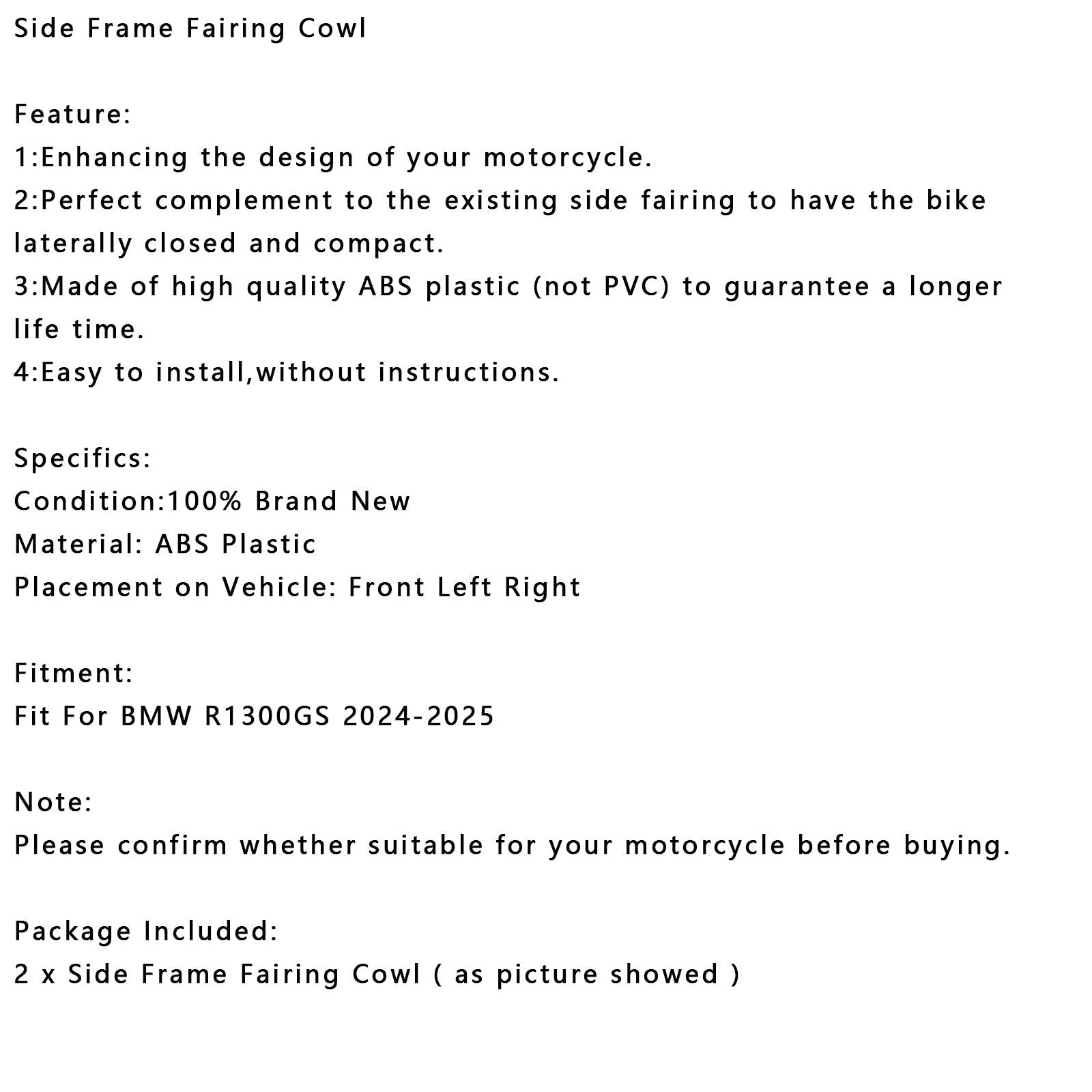 2024-2025 BMW R1300GS Side Frame Fairing Cowl Guards Radiator Cover