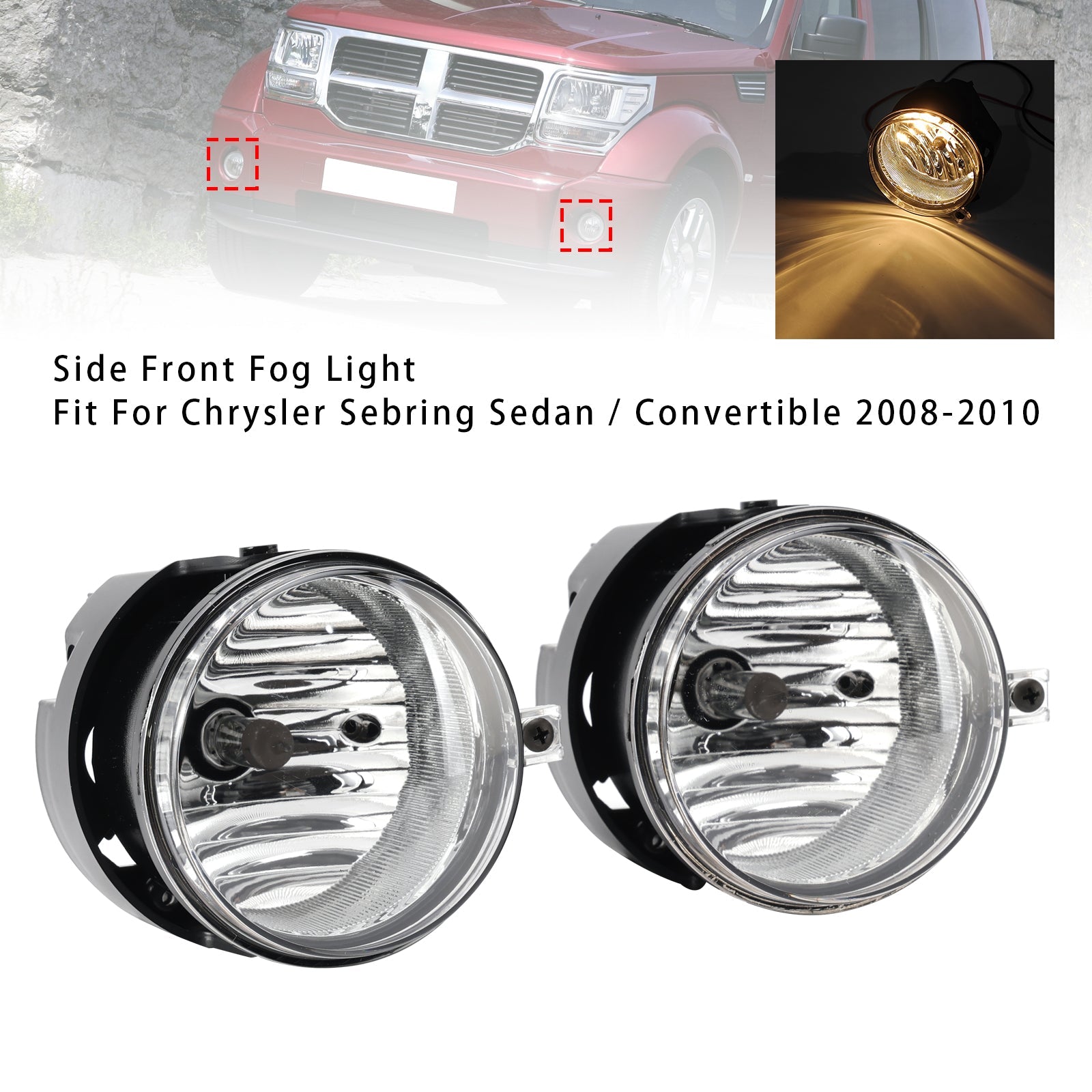 Pair Fog Lights For Dodge Chrysler Caliber Jeep Compass 4805857AA