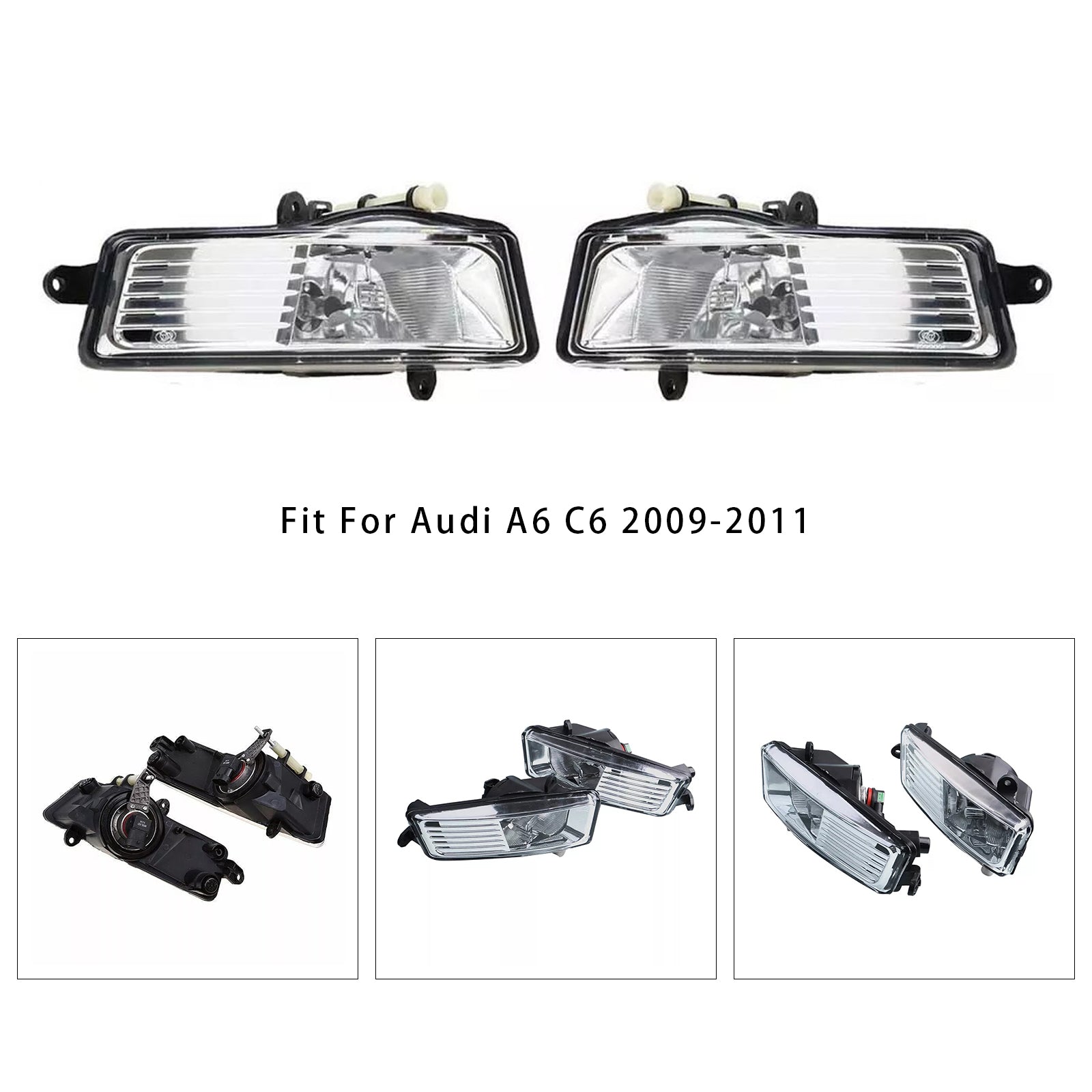 2009-2011 Audi A6 S6 Quattro Pair Front Bumper Driving Fog Light Lamps 4F0941699A