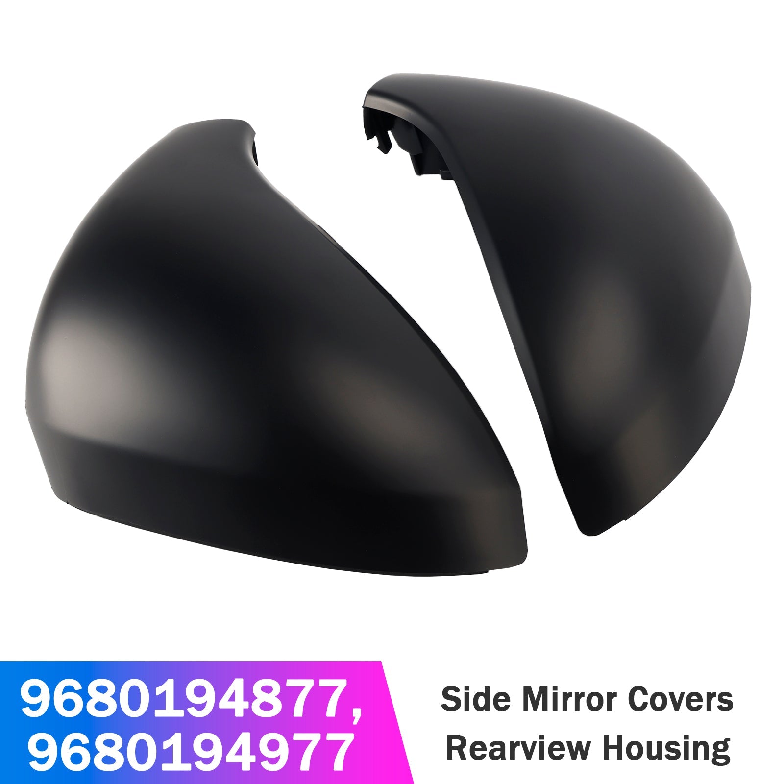 07/2006-05/2015 Peugeot 207 Hatchback Side Mirror Covers Rearview Housing Matte Black 9680194877