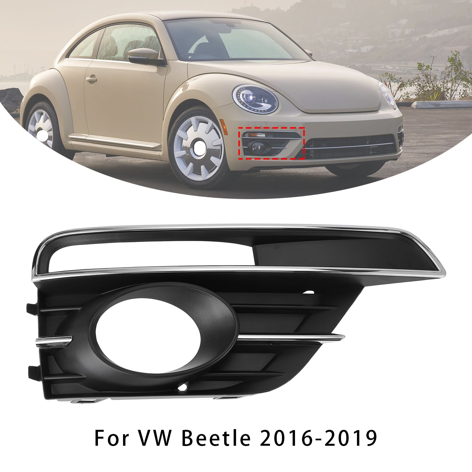 2016-2019 VW Beetle Car Right Side Fog Light Grille Cover 5C5854662J