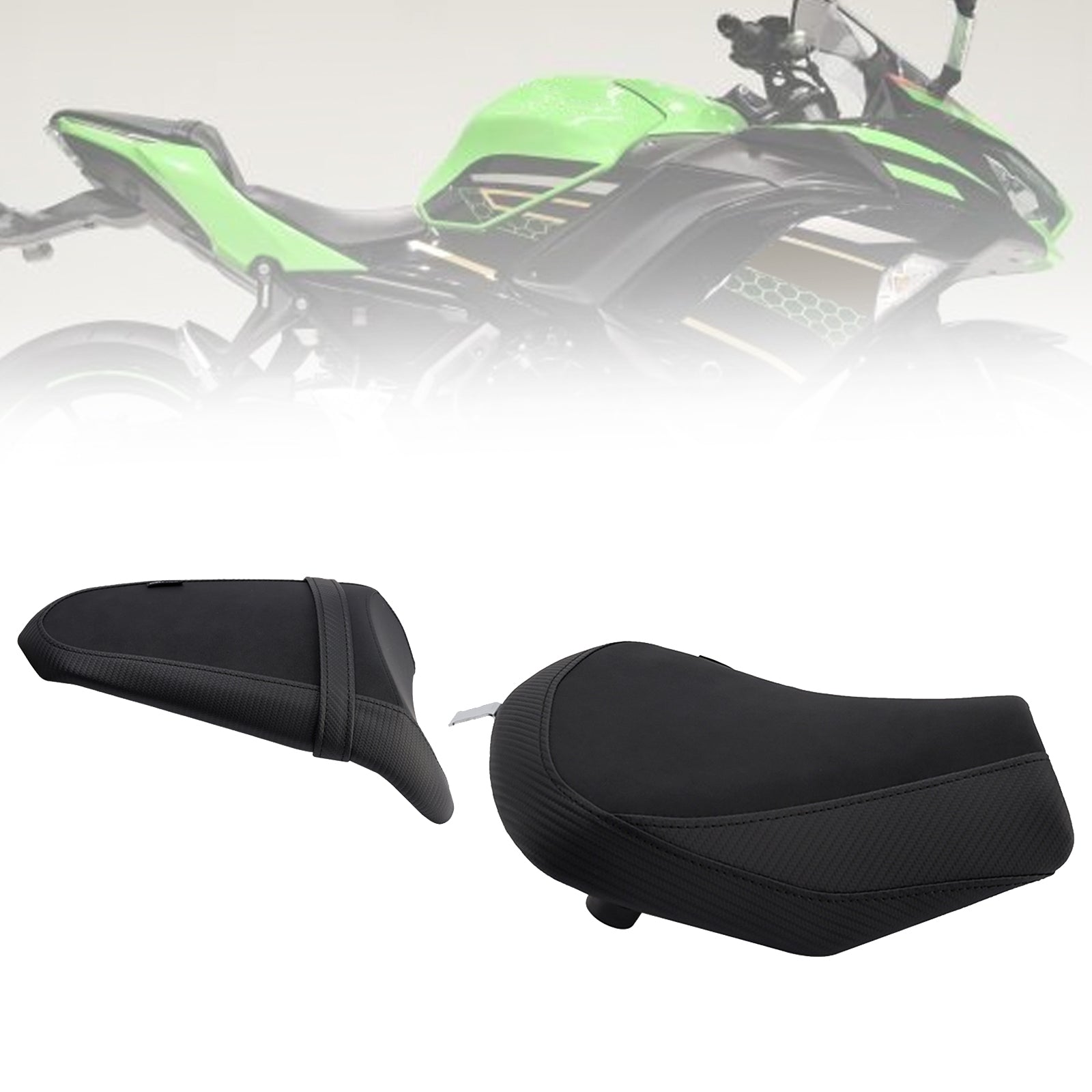 2017-2025 For Kawasaki Ninja 650 Z650 Front&Rear Raider Passenger Cushion Kit Black