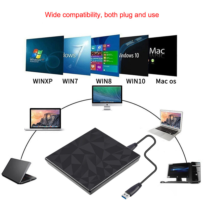 4K Genuine Bluray Burner External USB 3.0 Player BD DVD CD Recorder Cable Drive